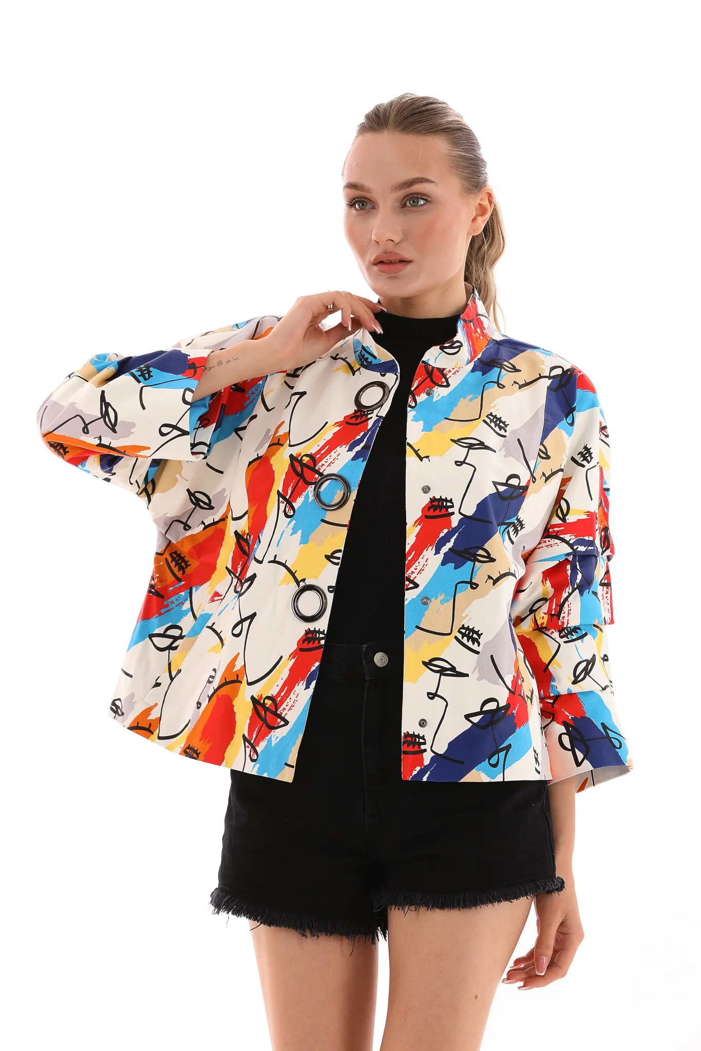 The Odessa Multicolor Leather Women Jacket - Image 2
