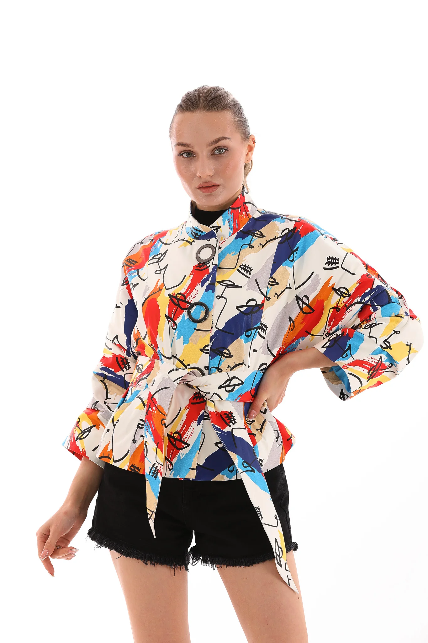 The Odessa Multicolor Leather Women Jacket - Image 4