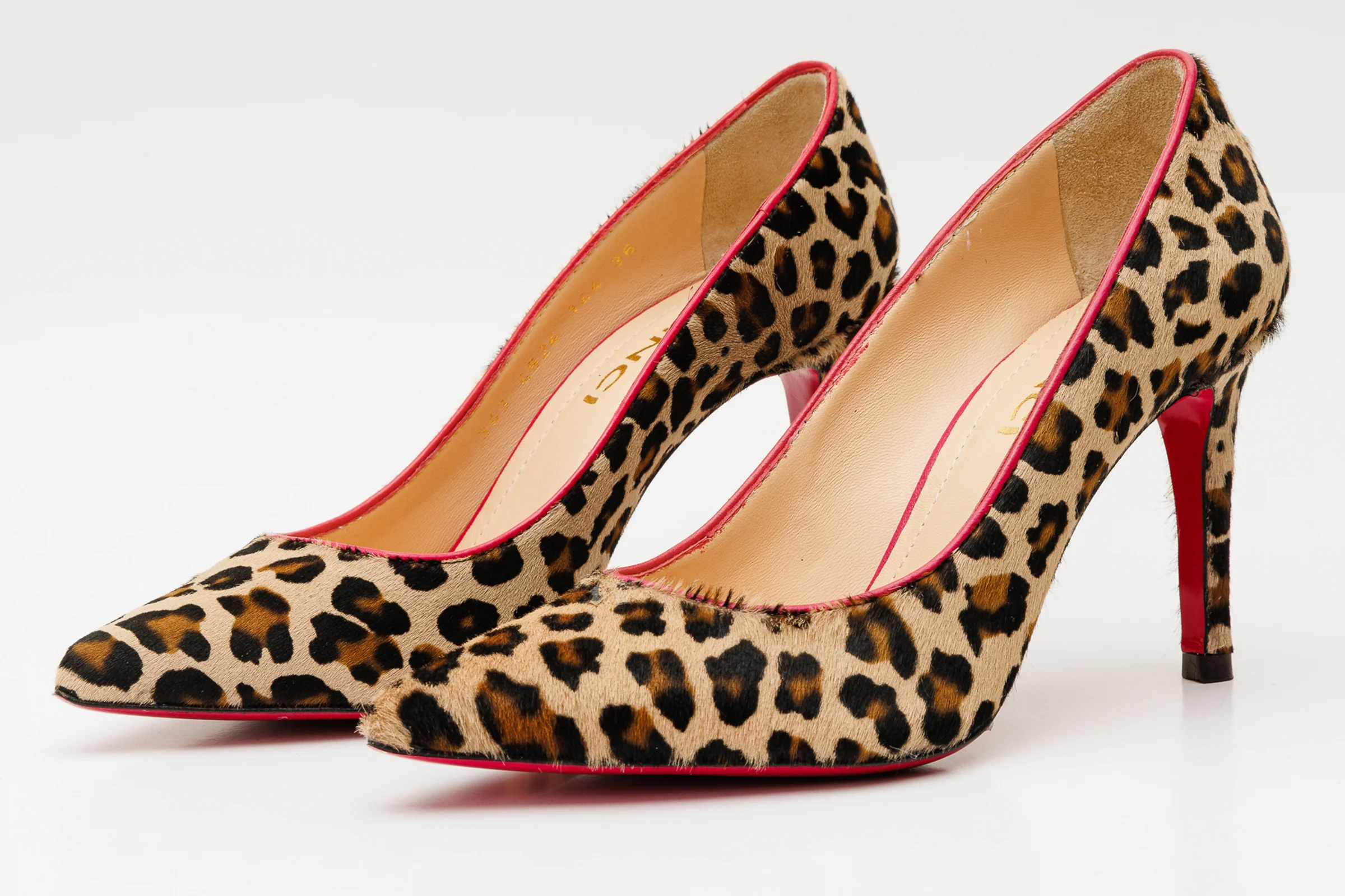 The Olbia Leopard Leather Pump Fuchsia Sole Women Shoe - Image 2