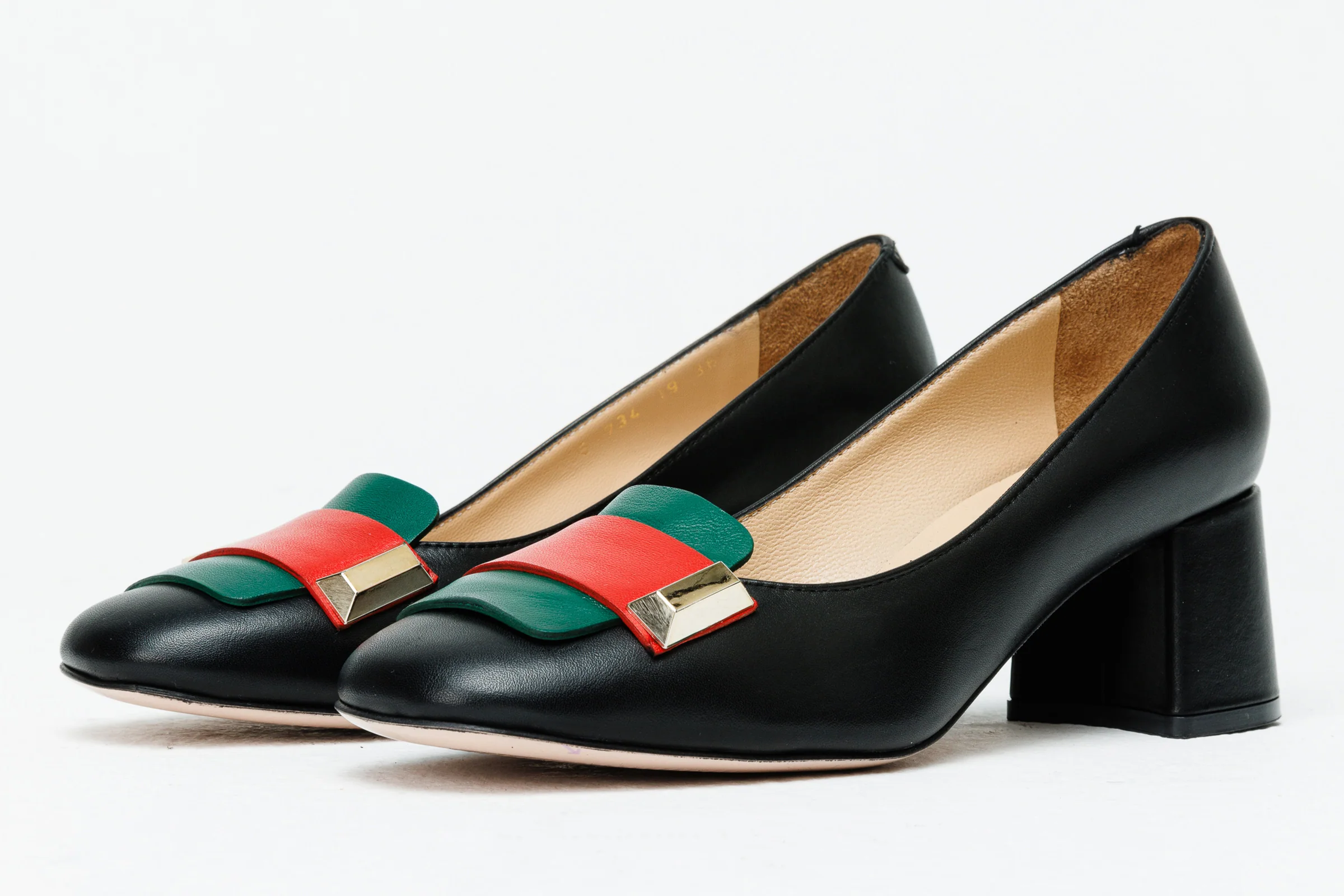 The Olney Black Leather Block Heel Pump Women Shoe - Image 2