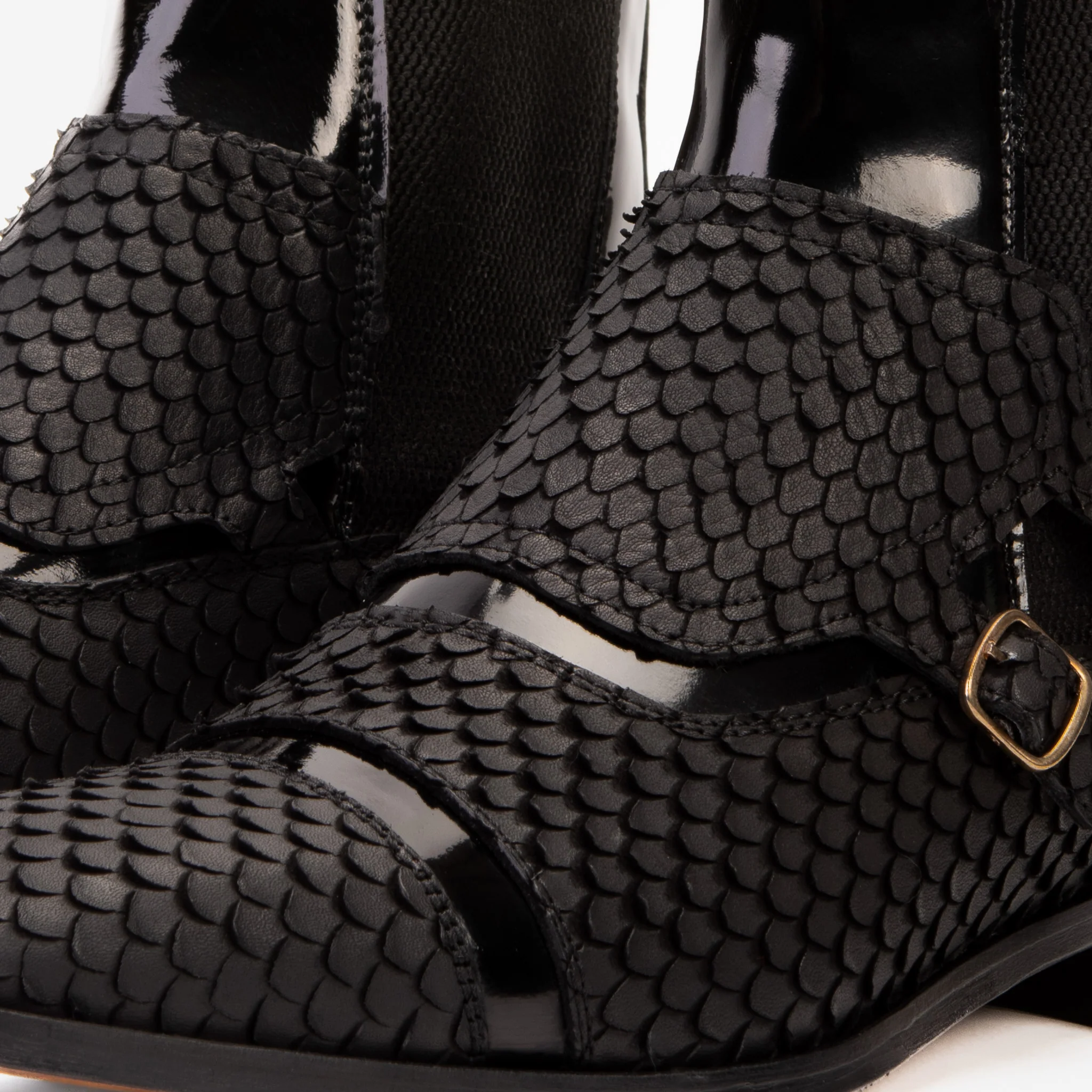 The Orion Black Snakeskin Pattern Leather Double Monk Strap Men Boot - Image 3