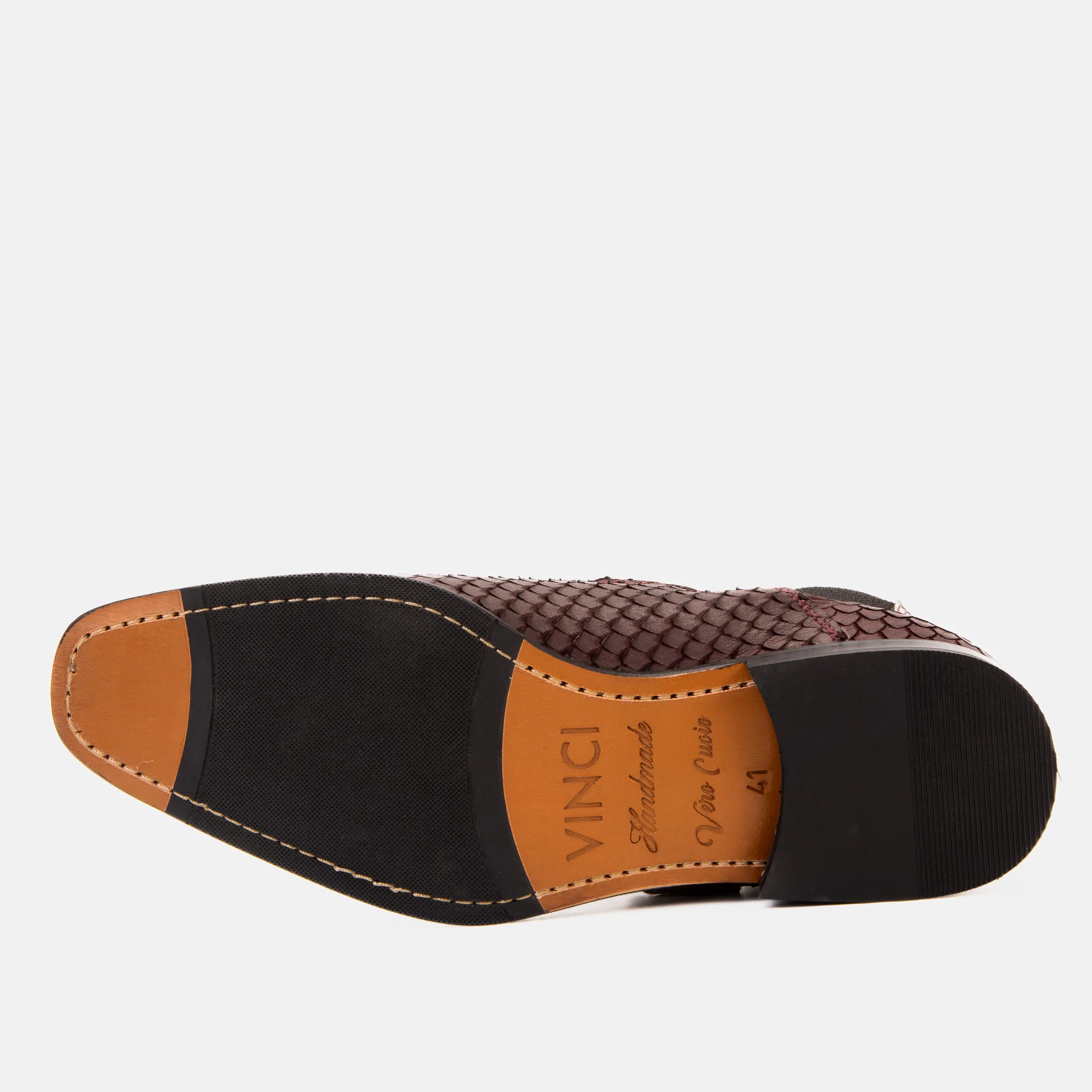The Orion Burgundy Snakeskin Pattern Leather Double Monk Strap Men Boot - Image 8