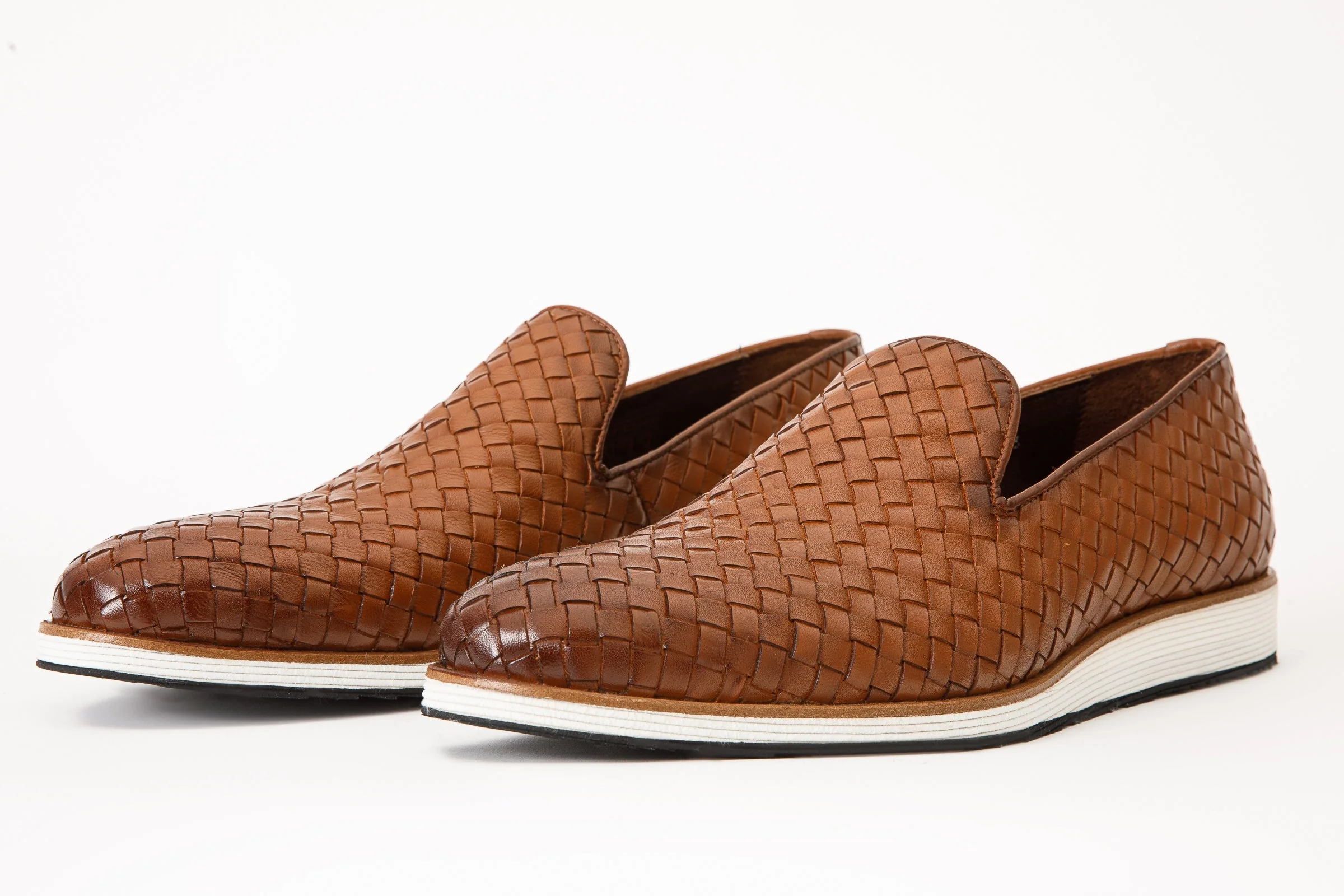 The Ostrava Tan Leather Woven Slip-on Loafer Men Shoe Final Sale! - Image 2