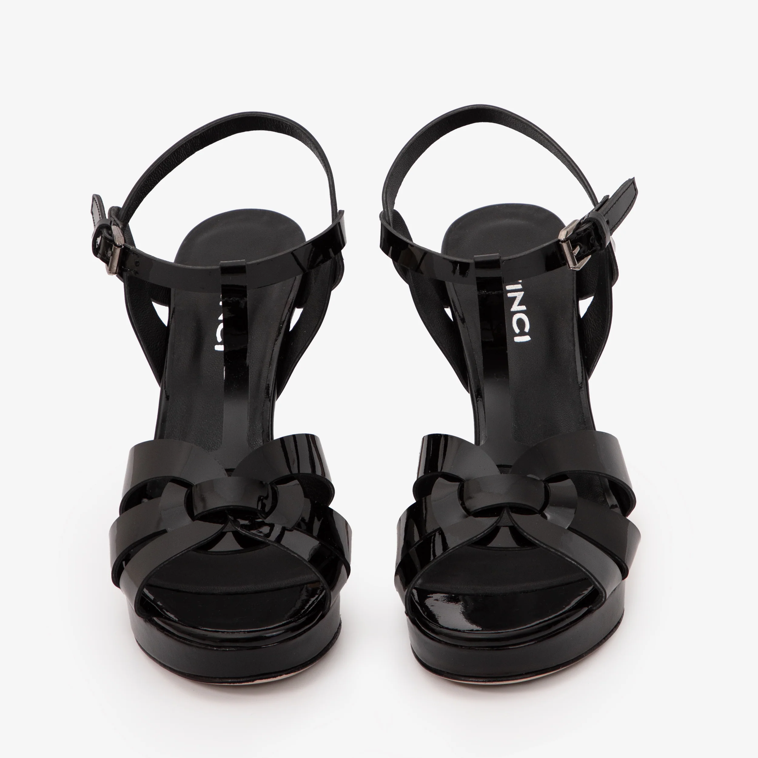 The Parisian Black Patent Leather T-Strap Platform Heel Women Sandal - Image 5