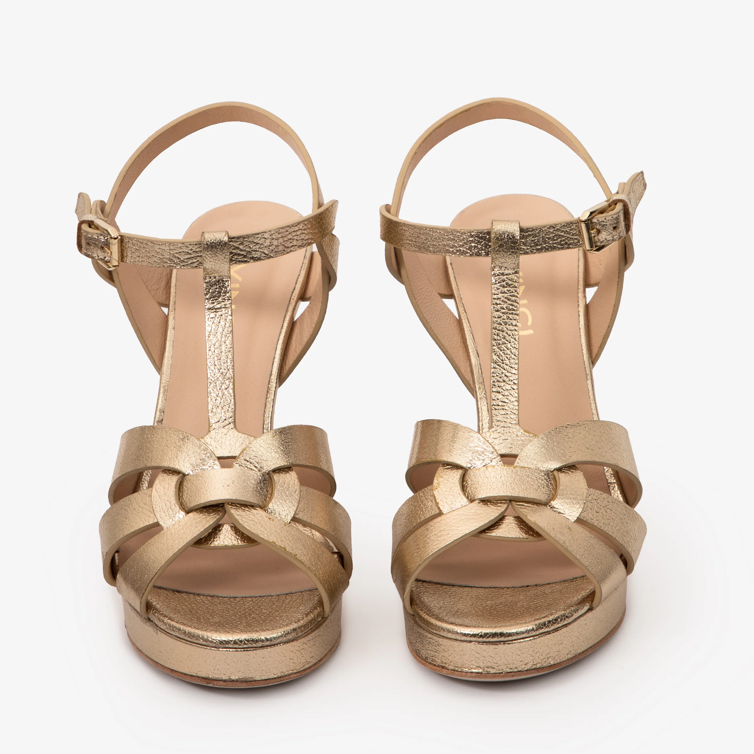 The Parisian Gold Leather T-Strap Platform Heel Women Sandal - Image 4