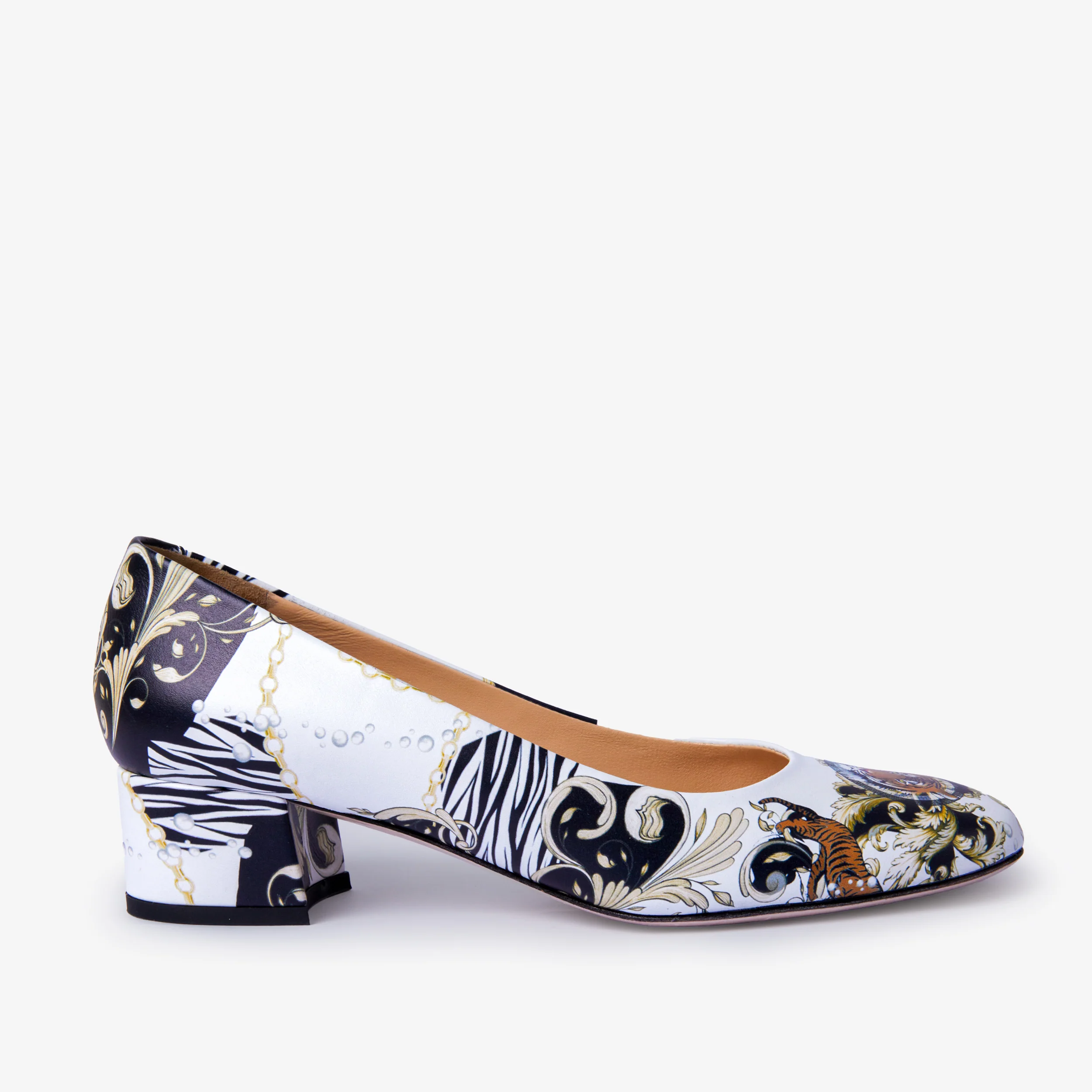 The Perugia White Leather Lower Heel Pump Women Shoe - Image 2