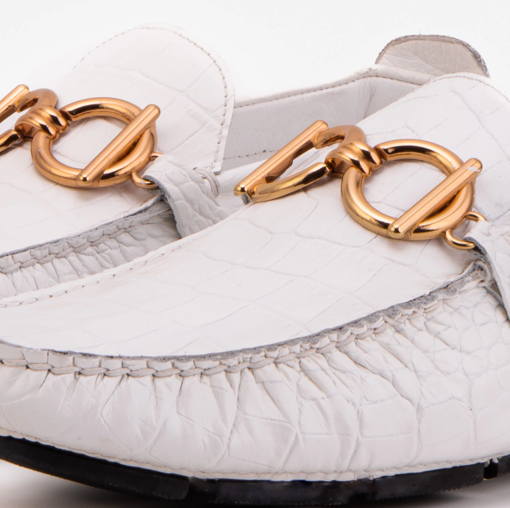 The Pisa White Leather Bit Drive Loafer Men Shoe - Image 3