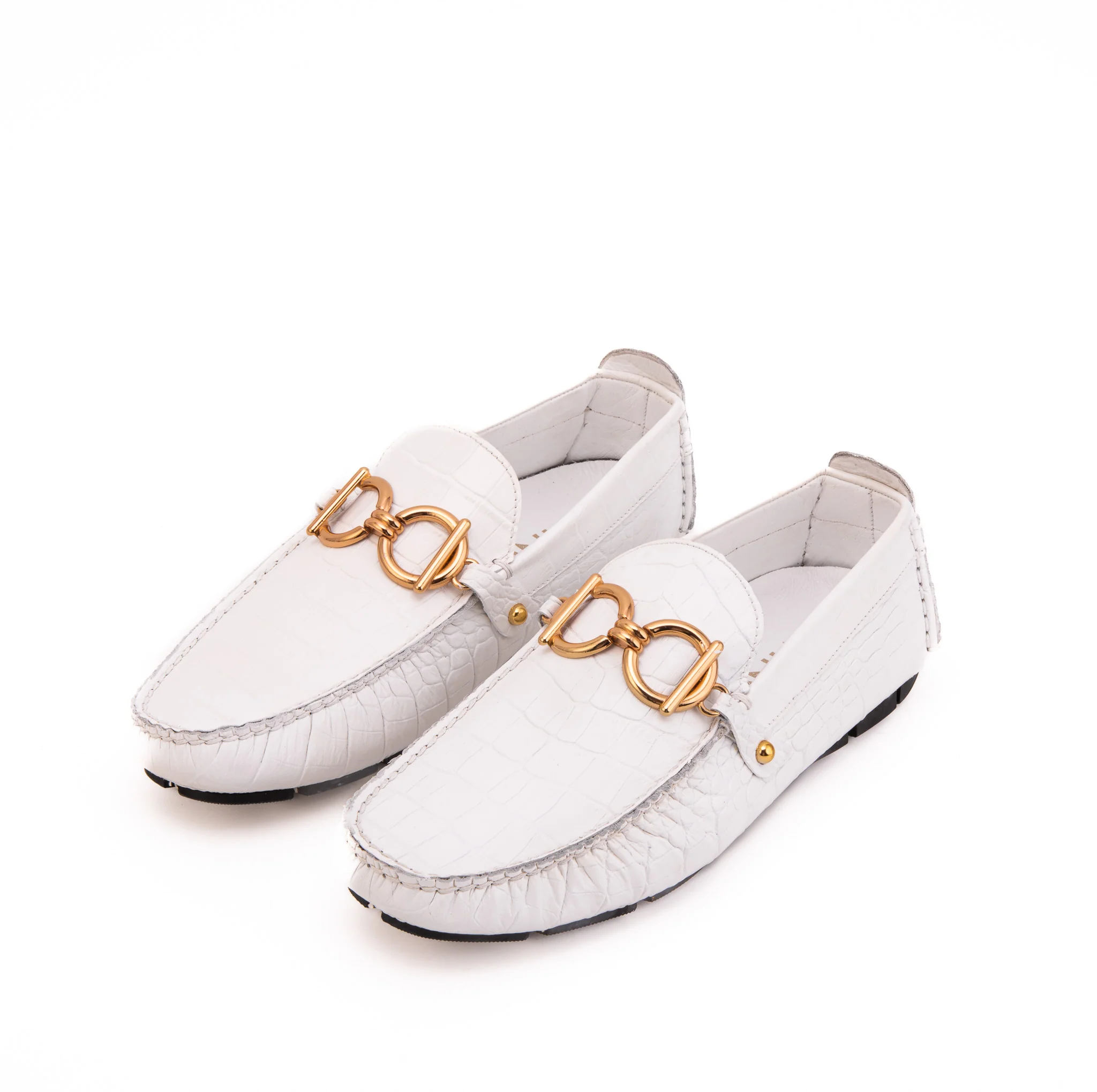 The Pisa White Leather Bit Drive Loafer Men Shoe - Image 4