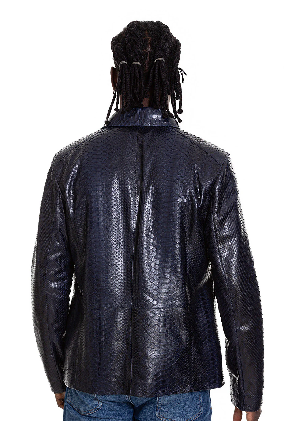 The Pitman Pythn Navy Blue Leather Men Jacket - Image 5