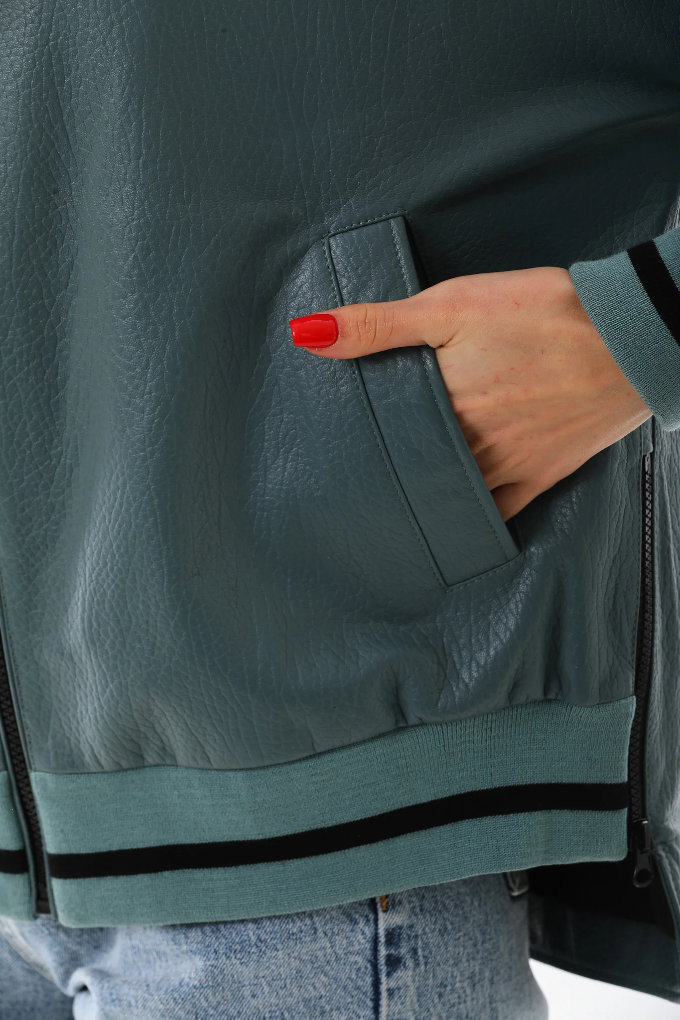 The Polar Green Leather Women Jacket - Image 2