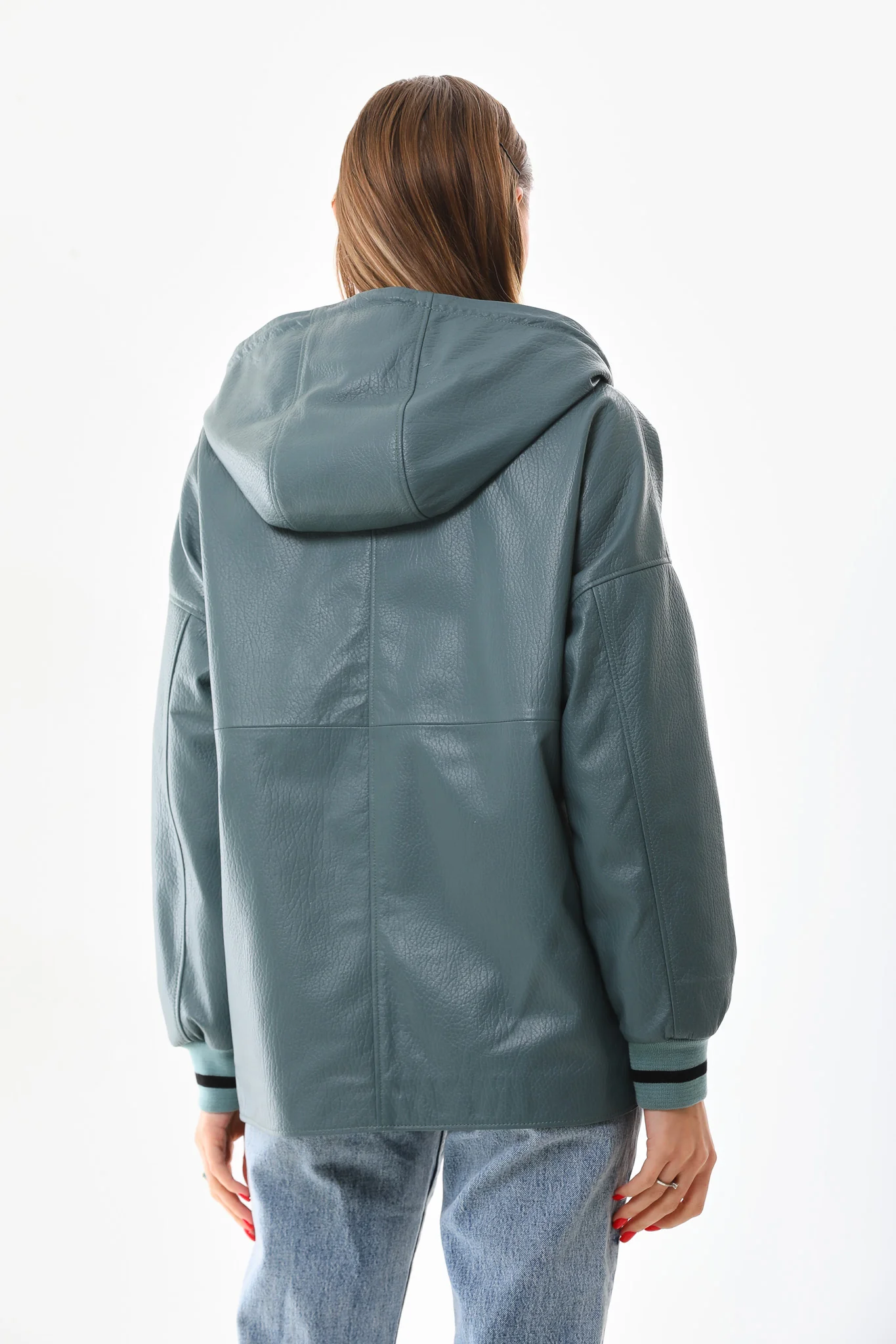 The Polar Green Leather Women Jacket - Image 3
