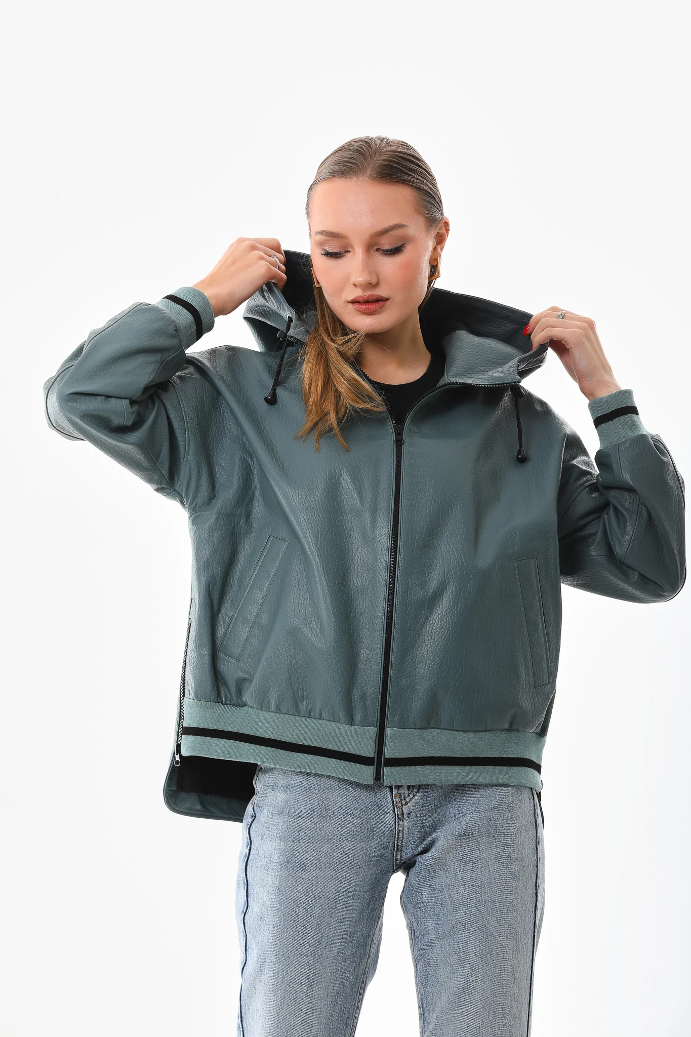 The Polar Green Leather Women Jacket - Image 5