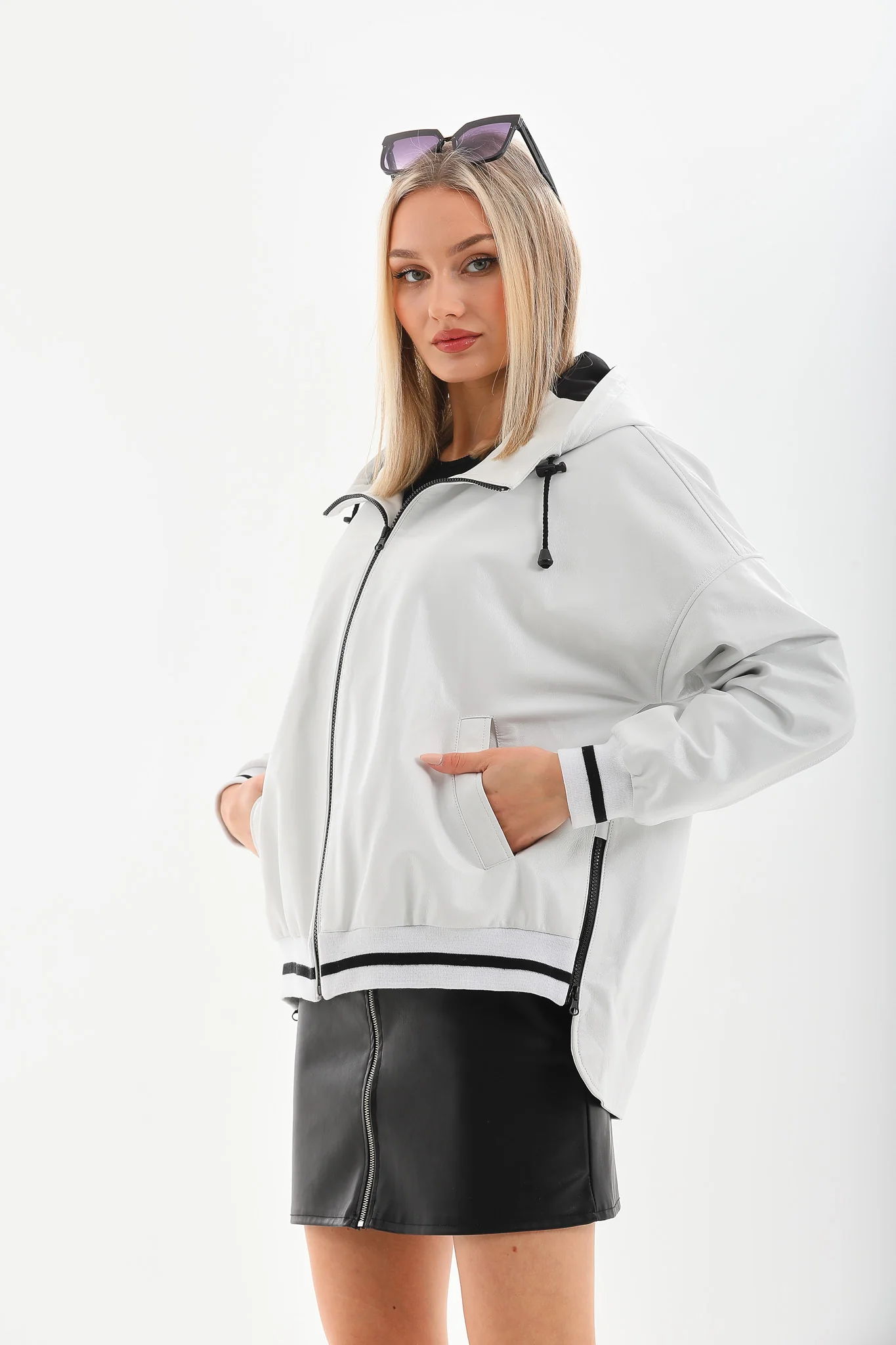 The Polar White Leather Women Leather Jacket - Image 10