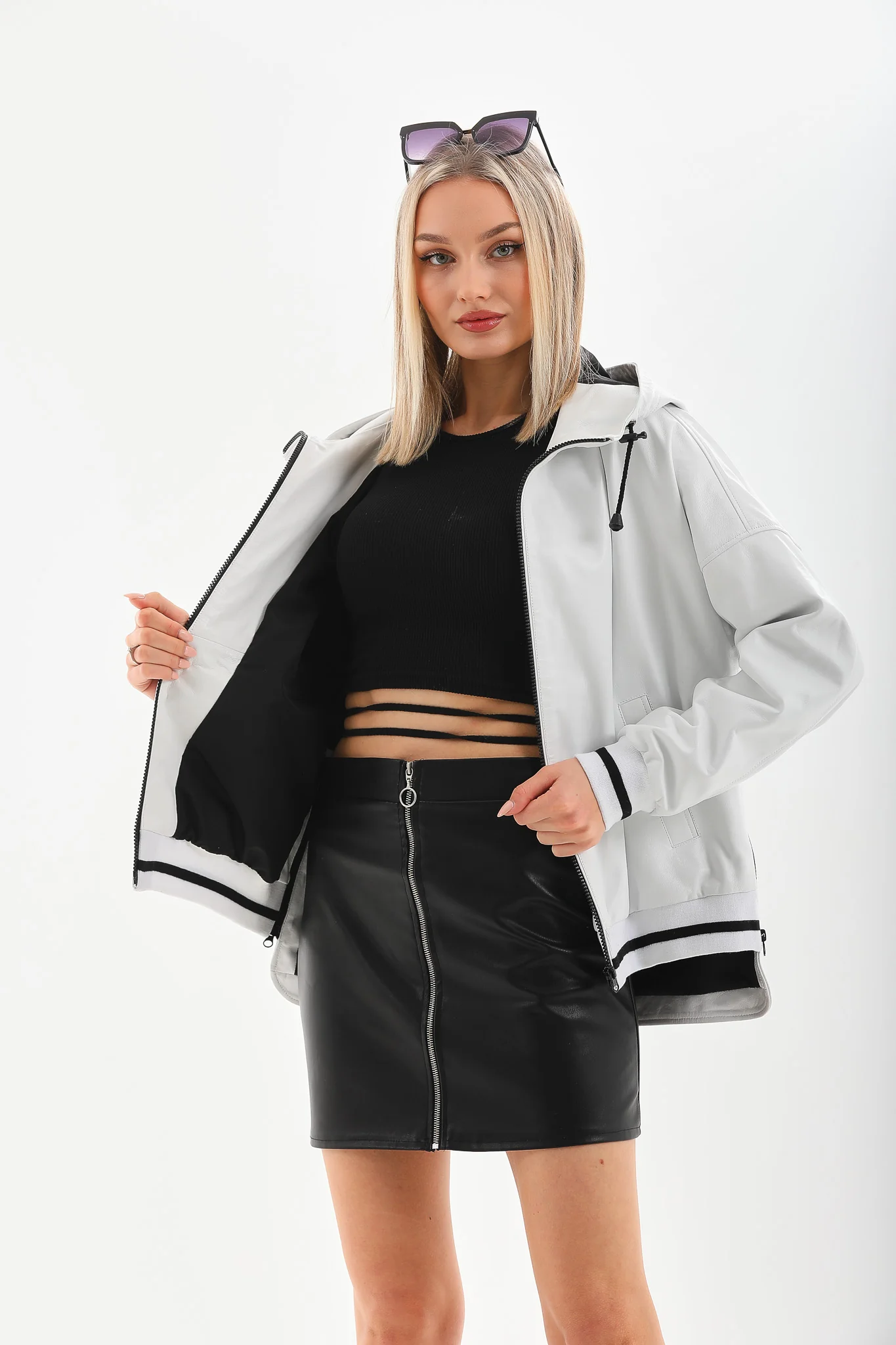 The Polar White Leather Women Leather Jacket - Image 3