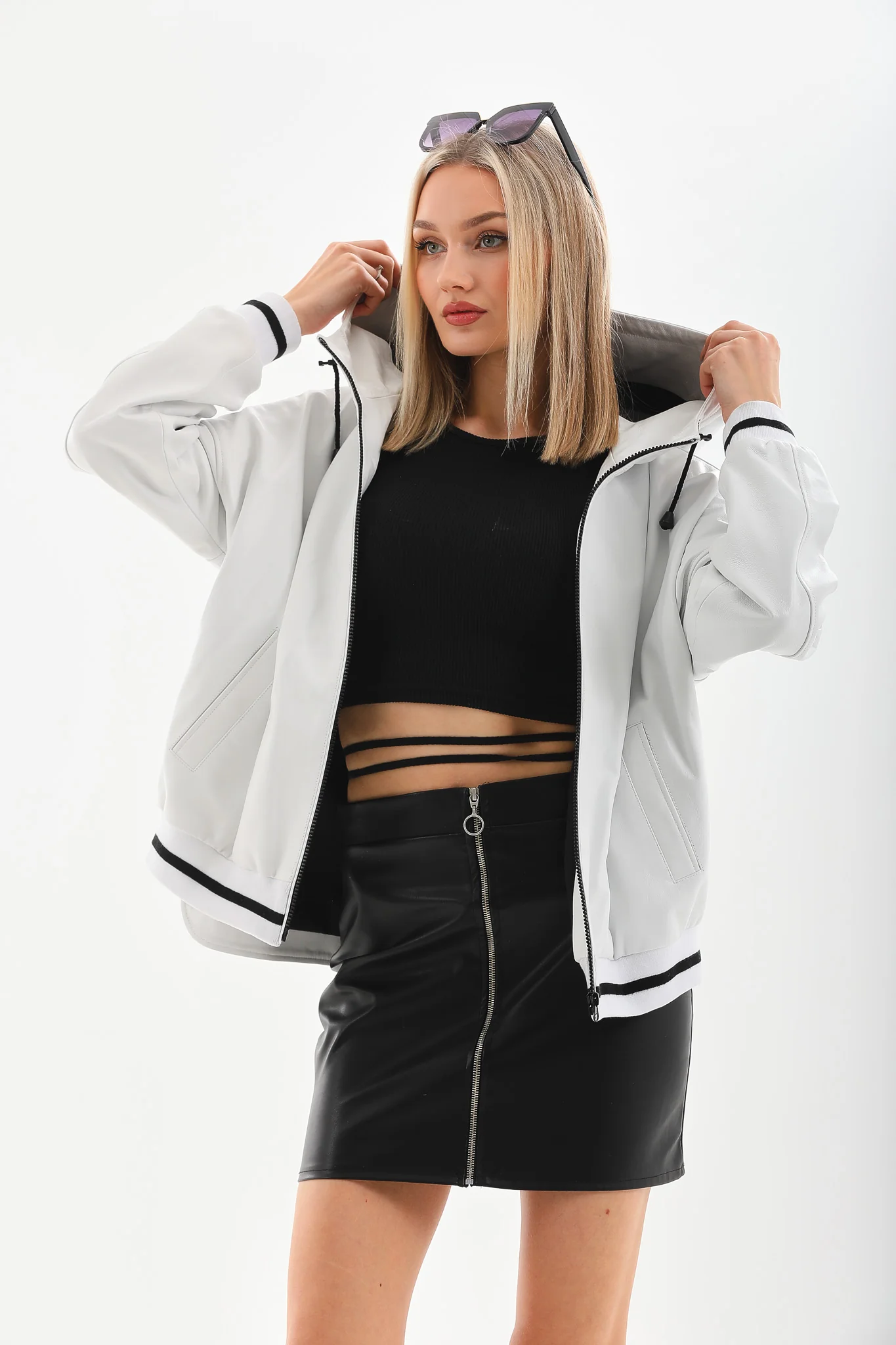 The Polar White Leather Women Leather Jacket - Image 7