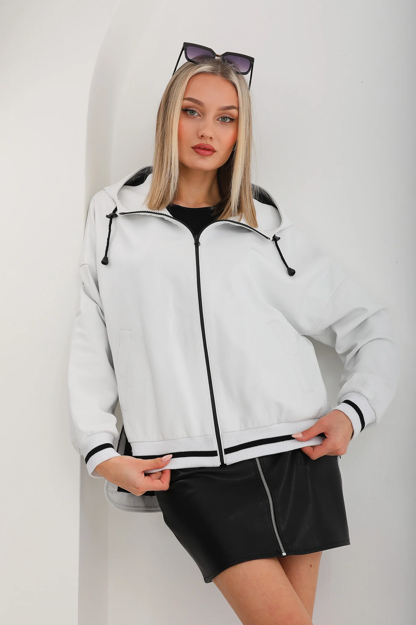 The Polar White Leather Women Leather Jacket - Image 8