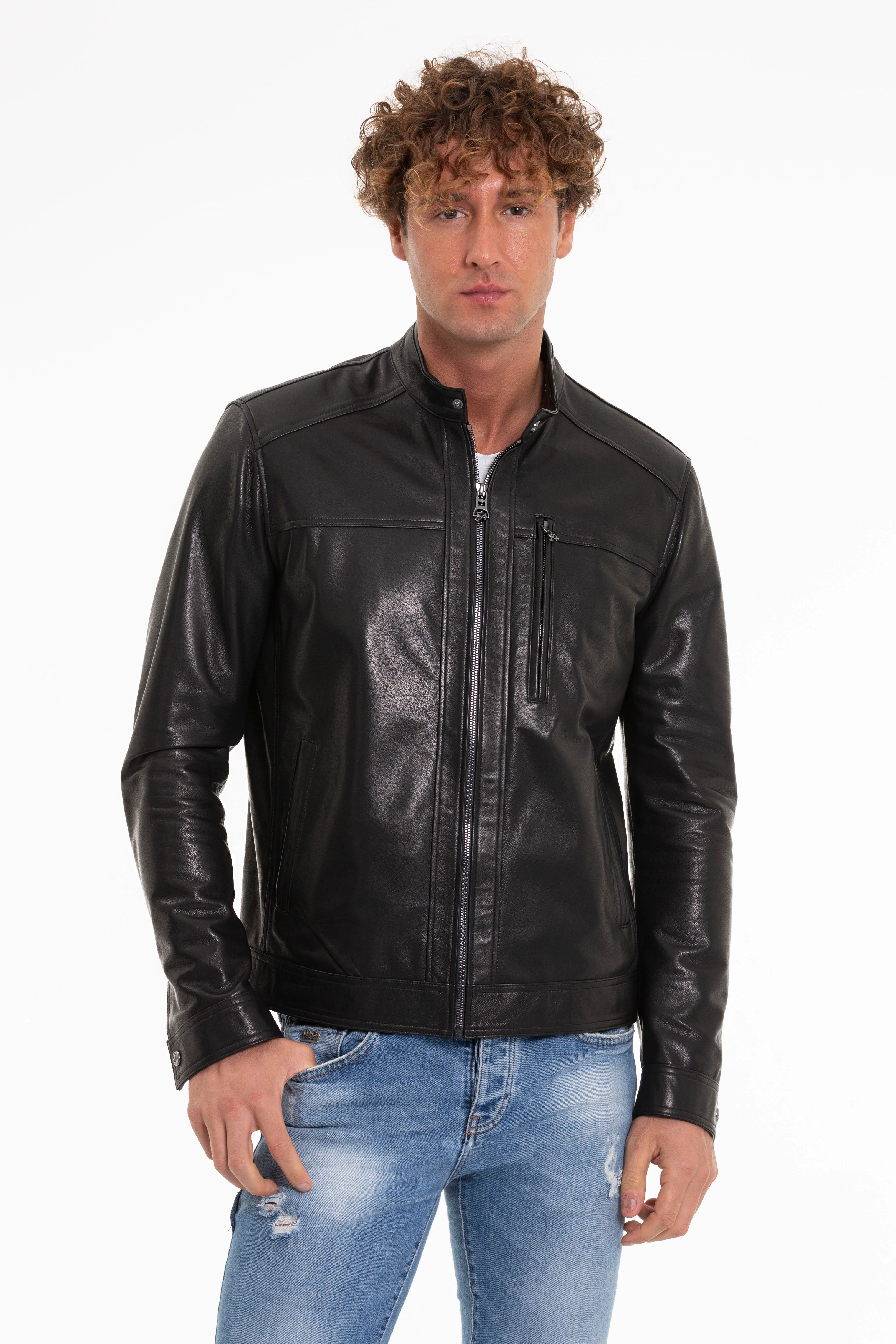 The Poleo Black Leather Men Jacket - Image 4