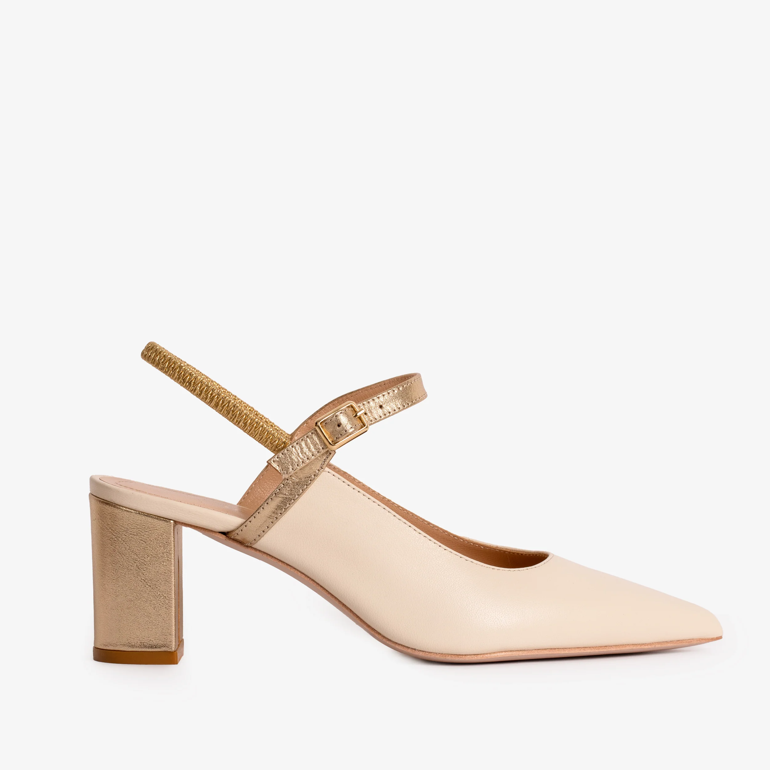 The Pompei Cream Leather Slingback Women Sandal - Image 2