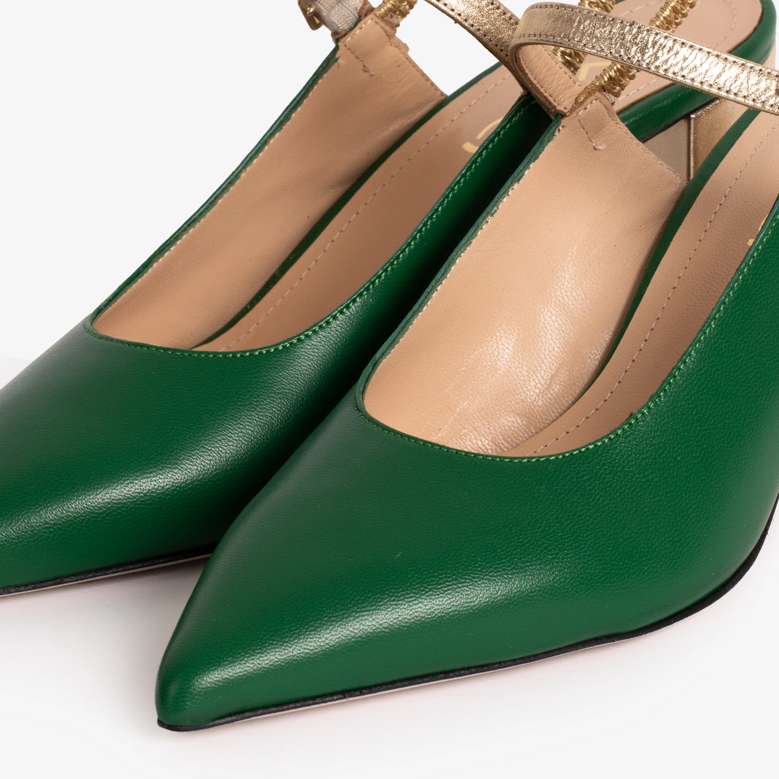 The Pompei Green Leather Women Slingback Sandal - Image 4
