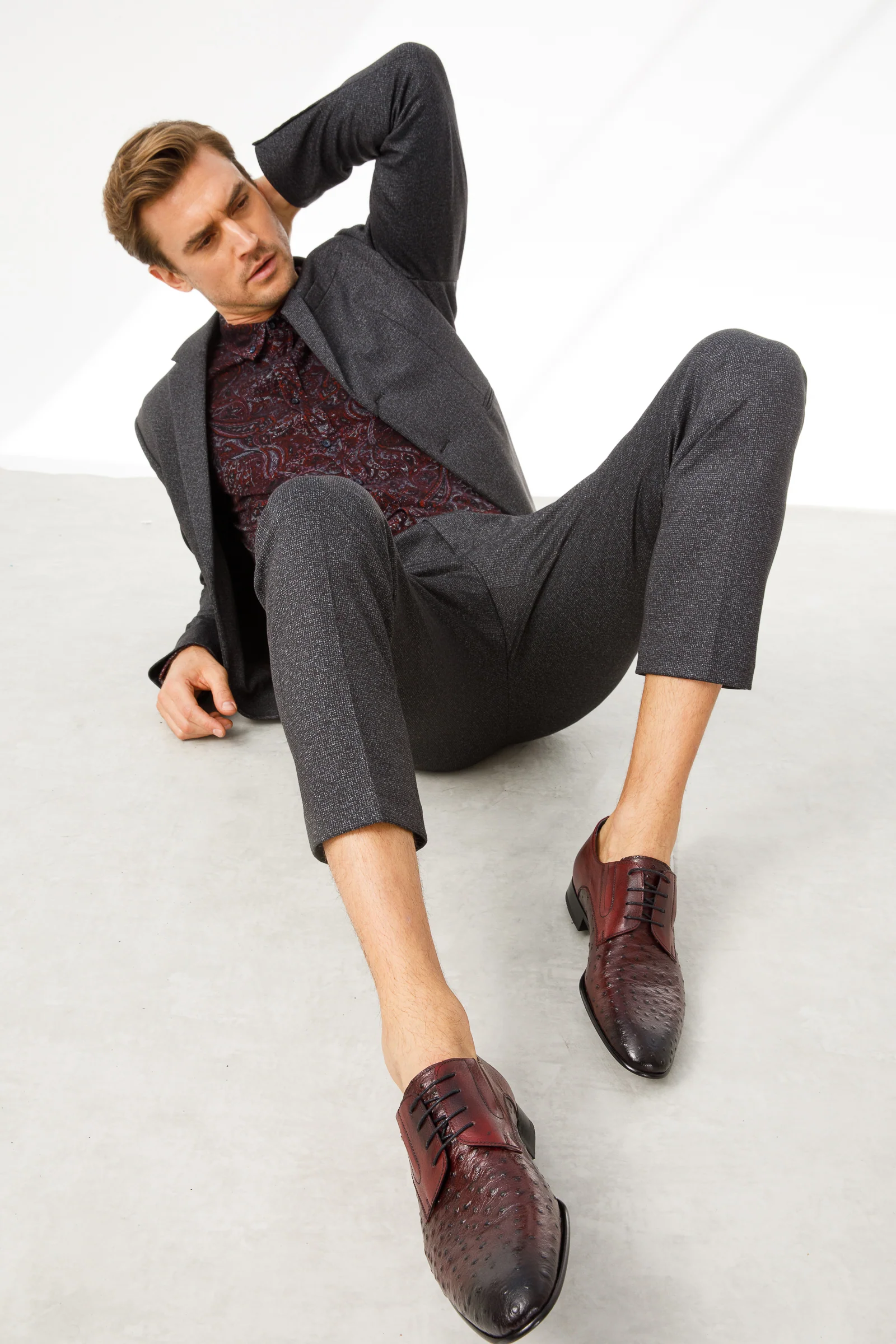 The Porto Alegre Burgundy Leather Derby Men Shoe - Image 10