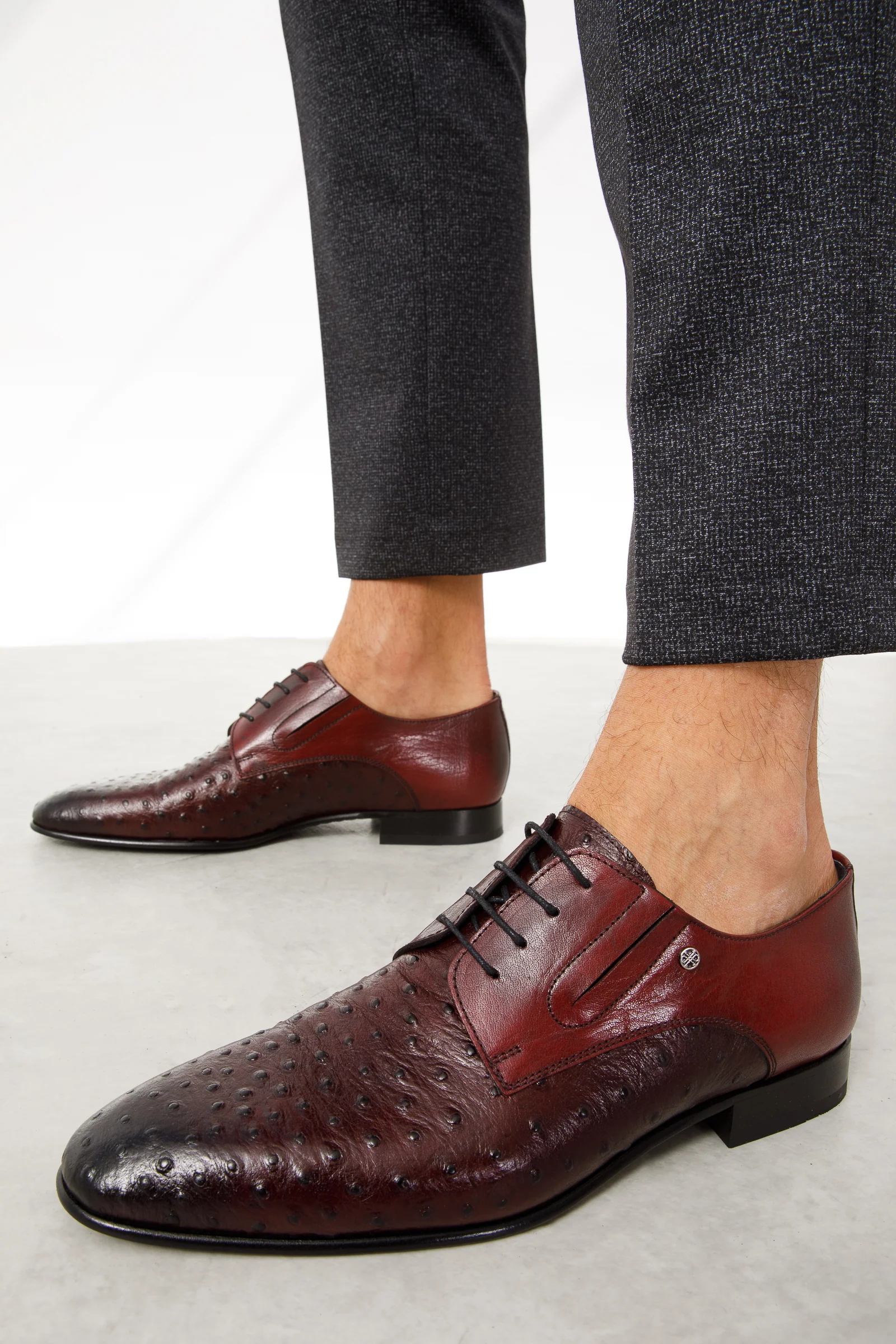 The Porto Alegre Burgundy Leather Derby Men Shoe - Image 12