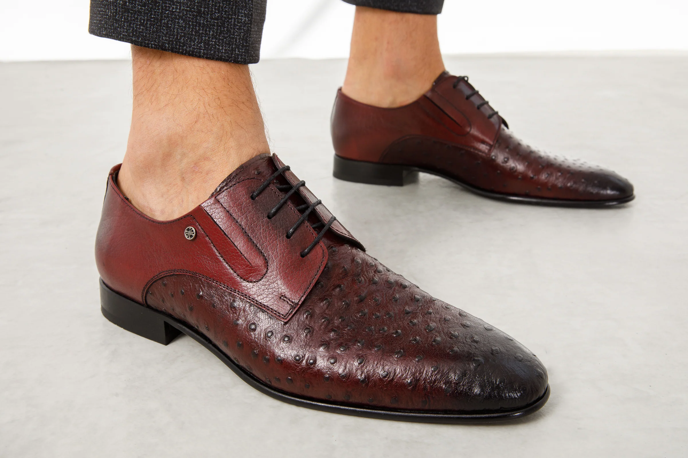 The Porto Alegre Burgundy Leather Derby Men Shoe - Image 8
