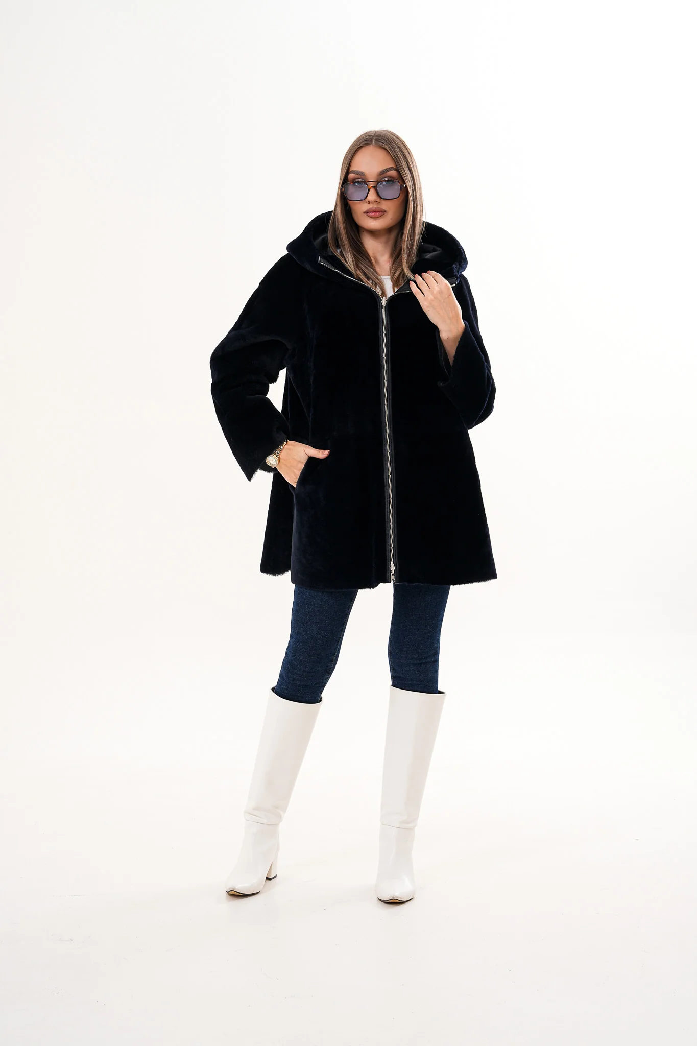 The Portofino Black Reversible Shearling Women Jacket - Image 11
