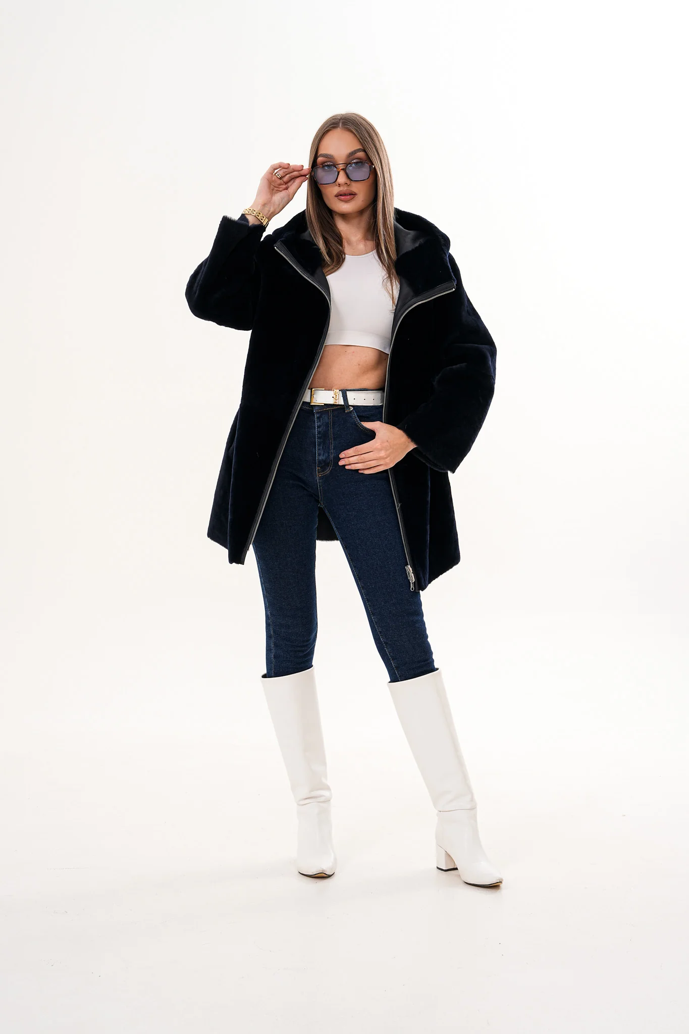 The Portofino Black Reversible Shearling Women Jacket - Image 15