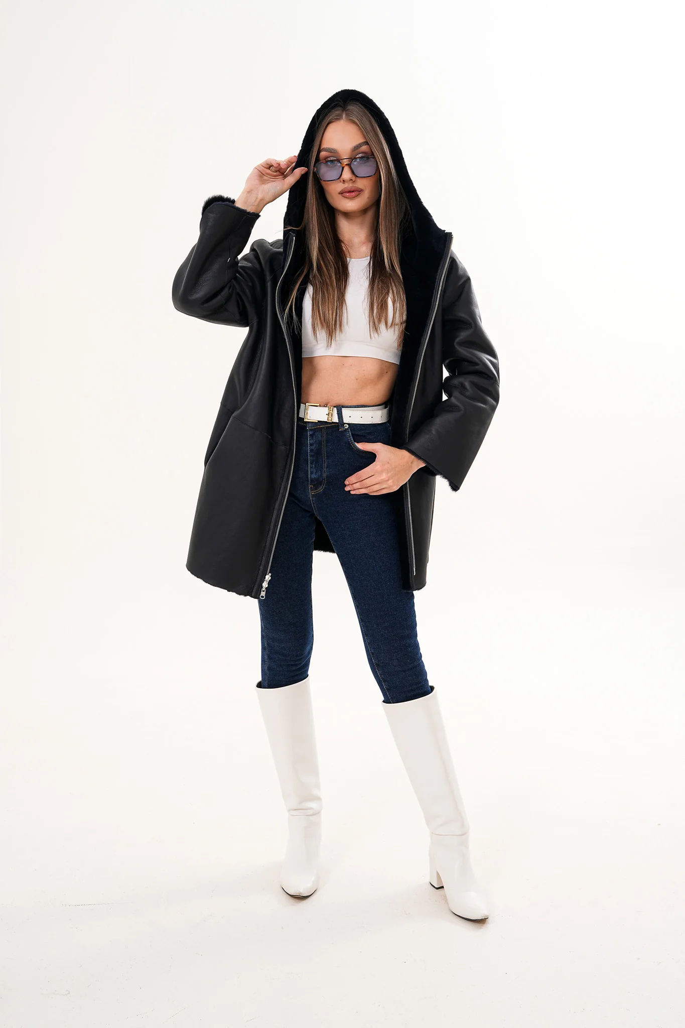 The Portofino Black Reversible Shearling Women Jacket - Image 2