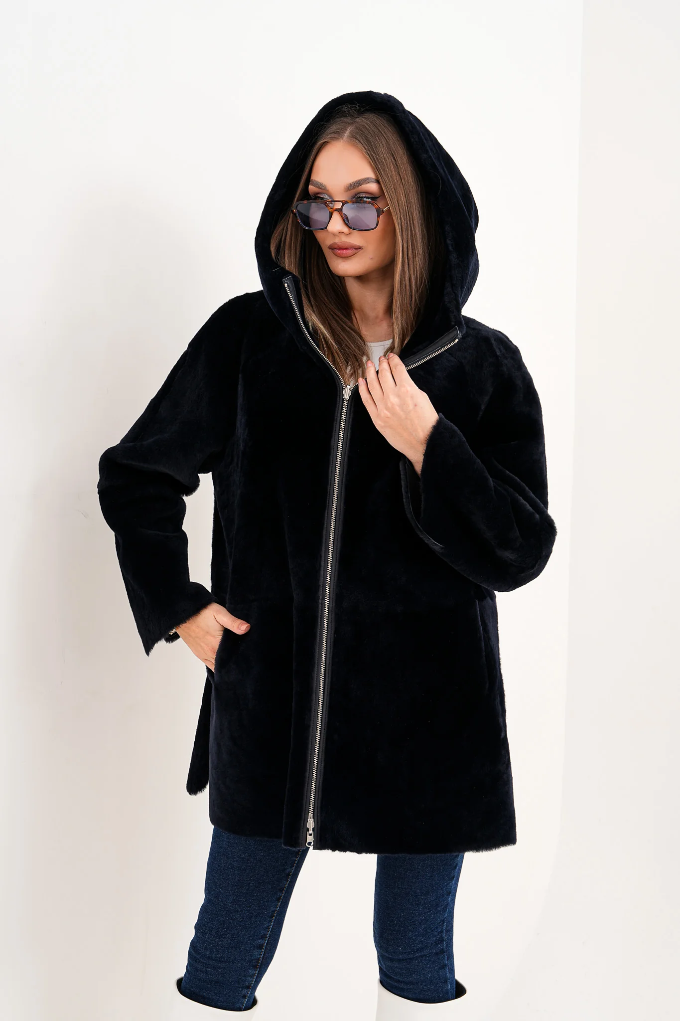 The Portofino Black Reversible Shearling Women Jacket - Image 6