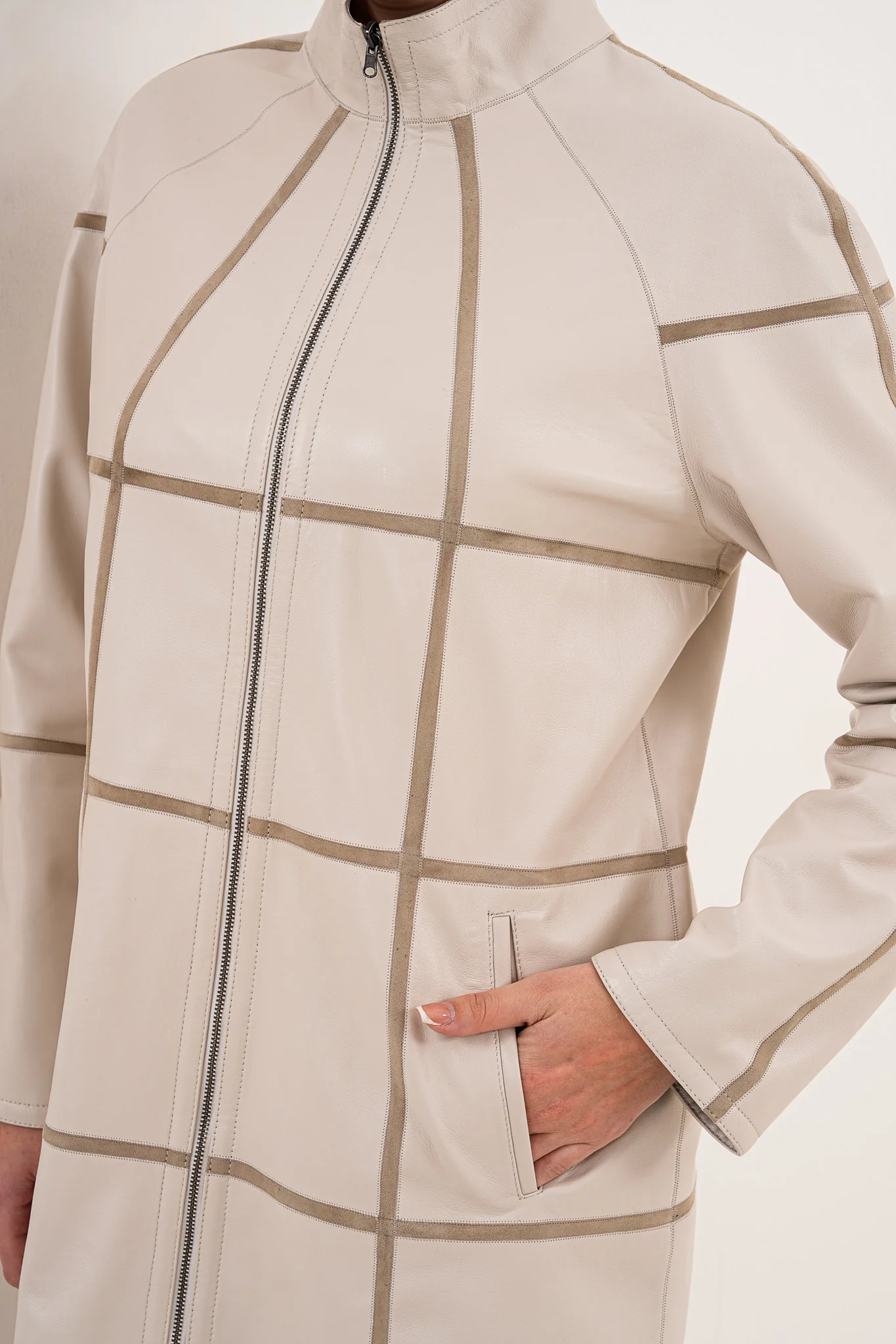 The Prado Reversible Cream Leather Women Jacket - Image 2