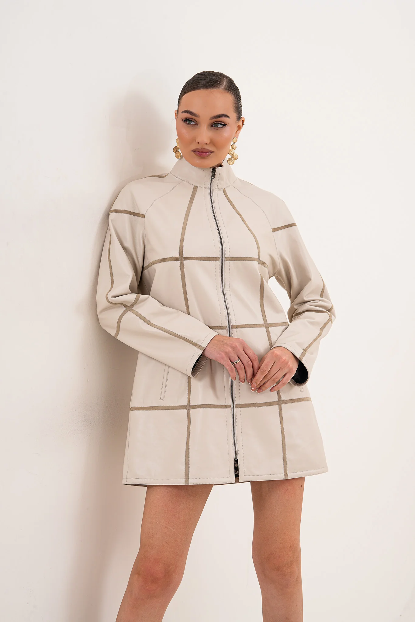 The Prado Reversible Cream Leather Women Jacket - Image 3