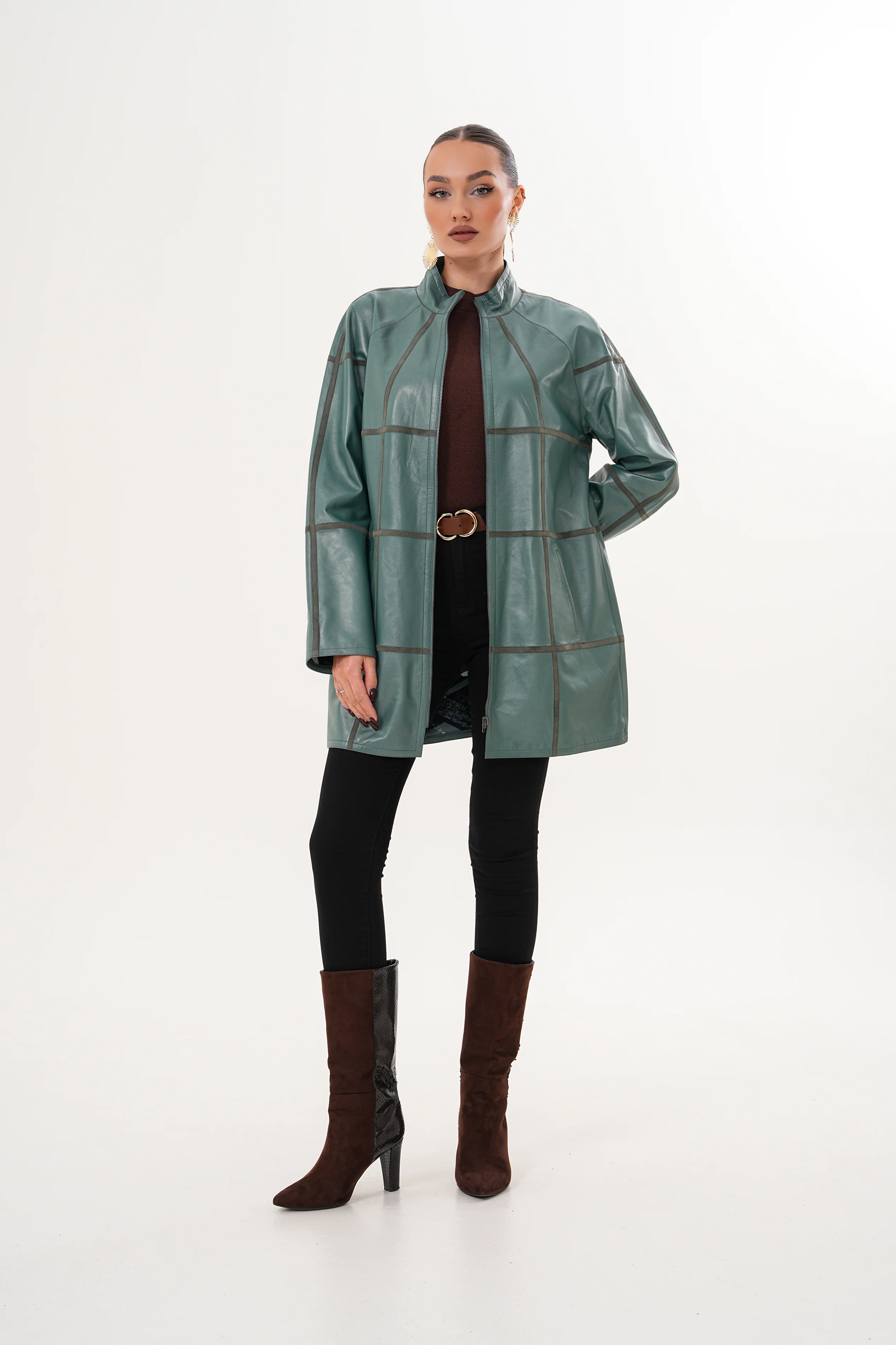 The Prado Reversible Green Leather Women Jacket - Image 10