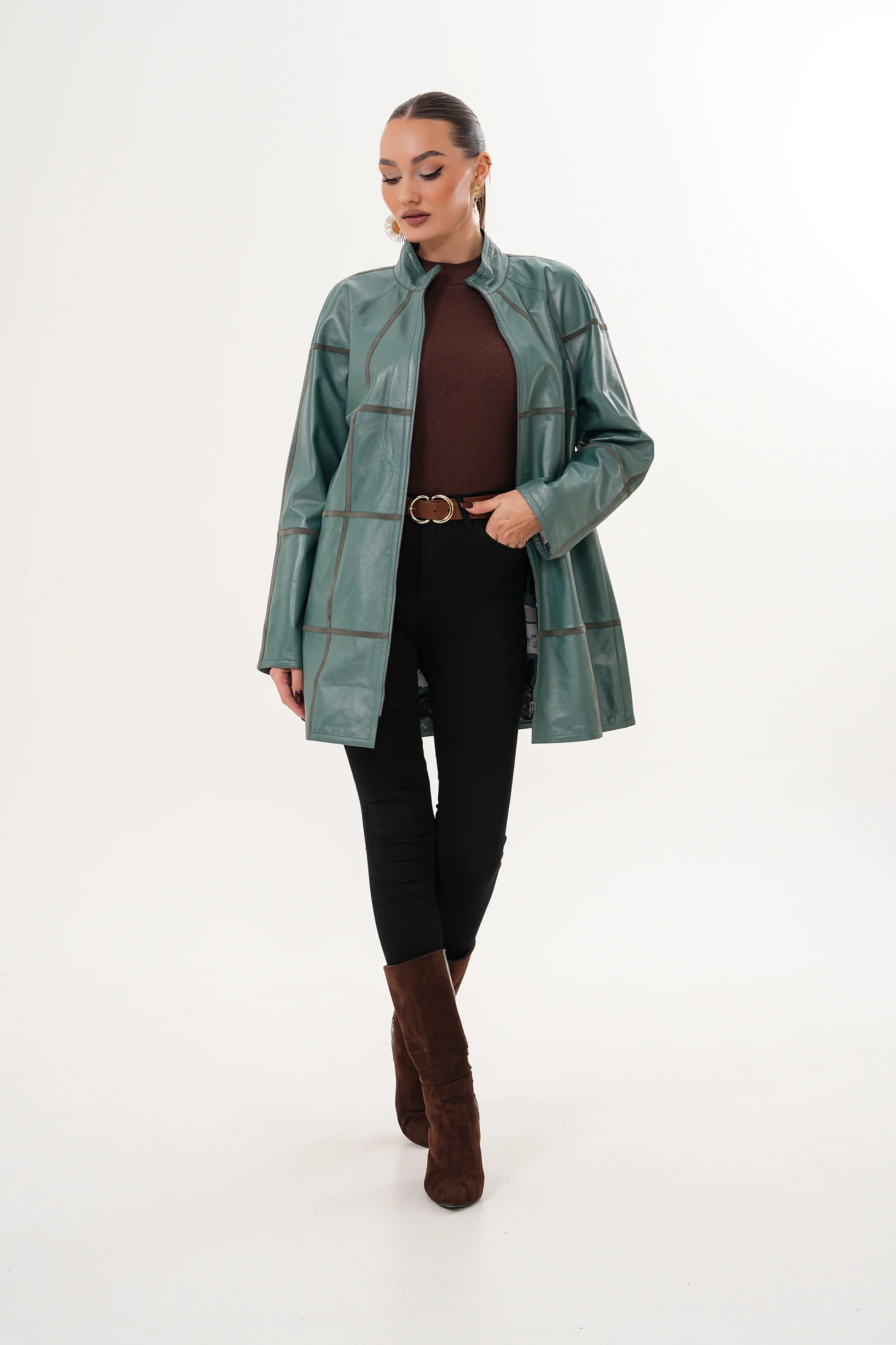 The Prado Reversible Green Leather Women Jacket - Image 11
