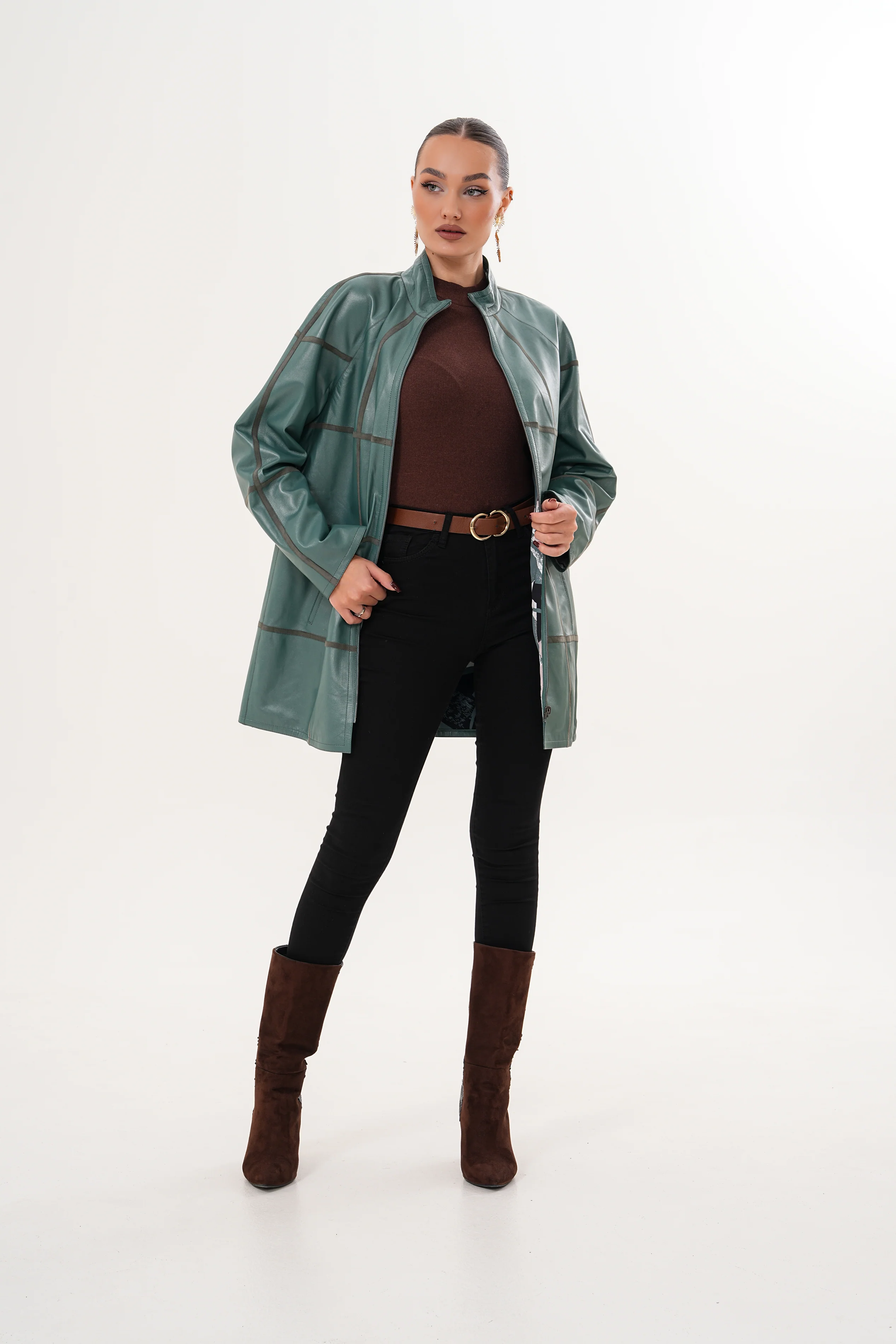 The Prado Reversible Green Leather Women Jacket - Image 3