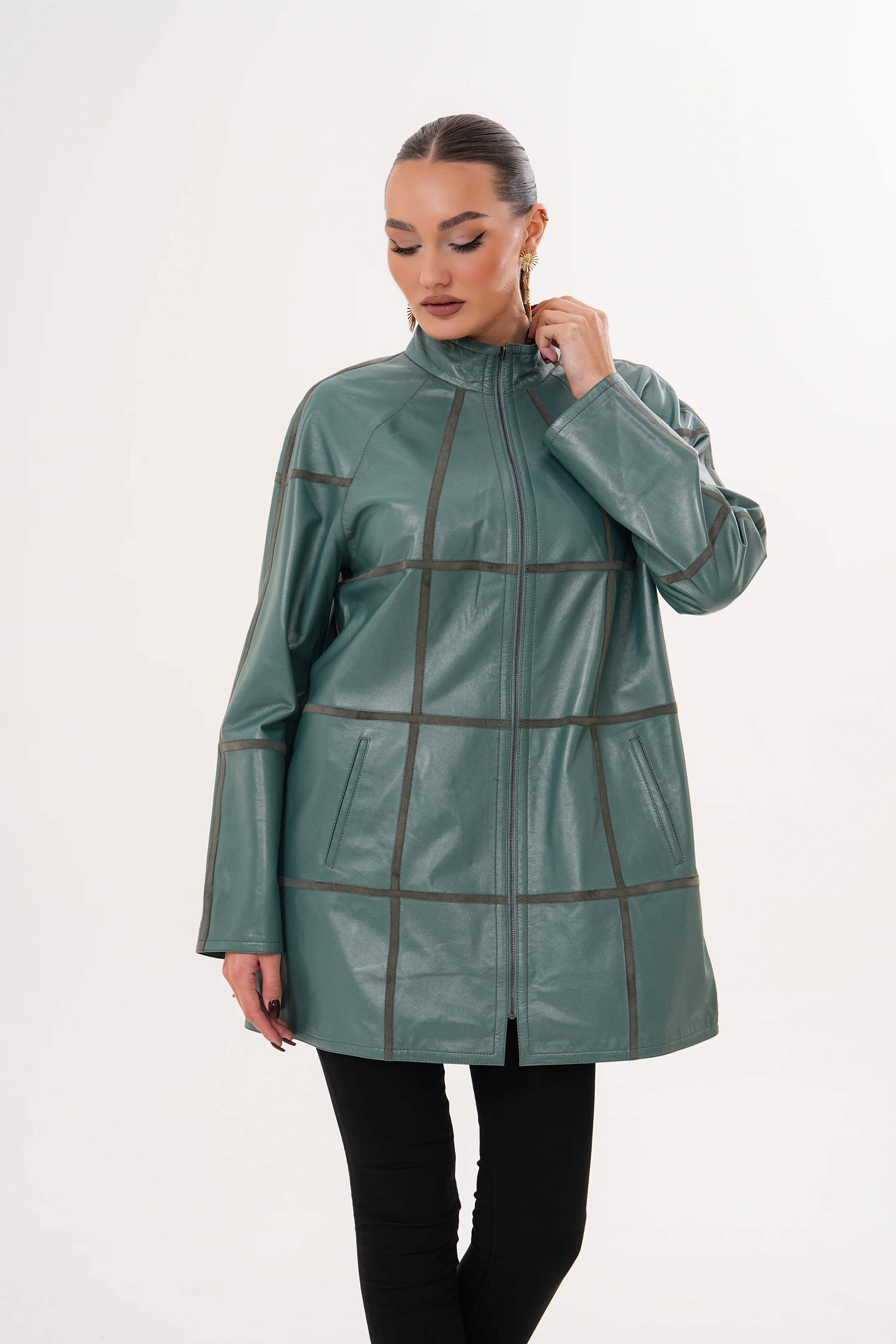 The Prado Reversible Green Leather Women Jacket - Image 5
