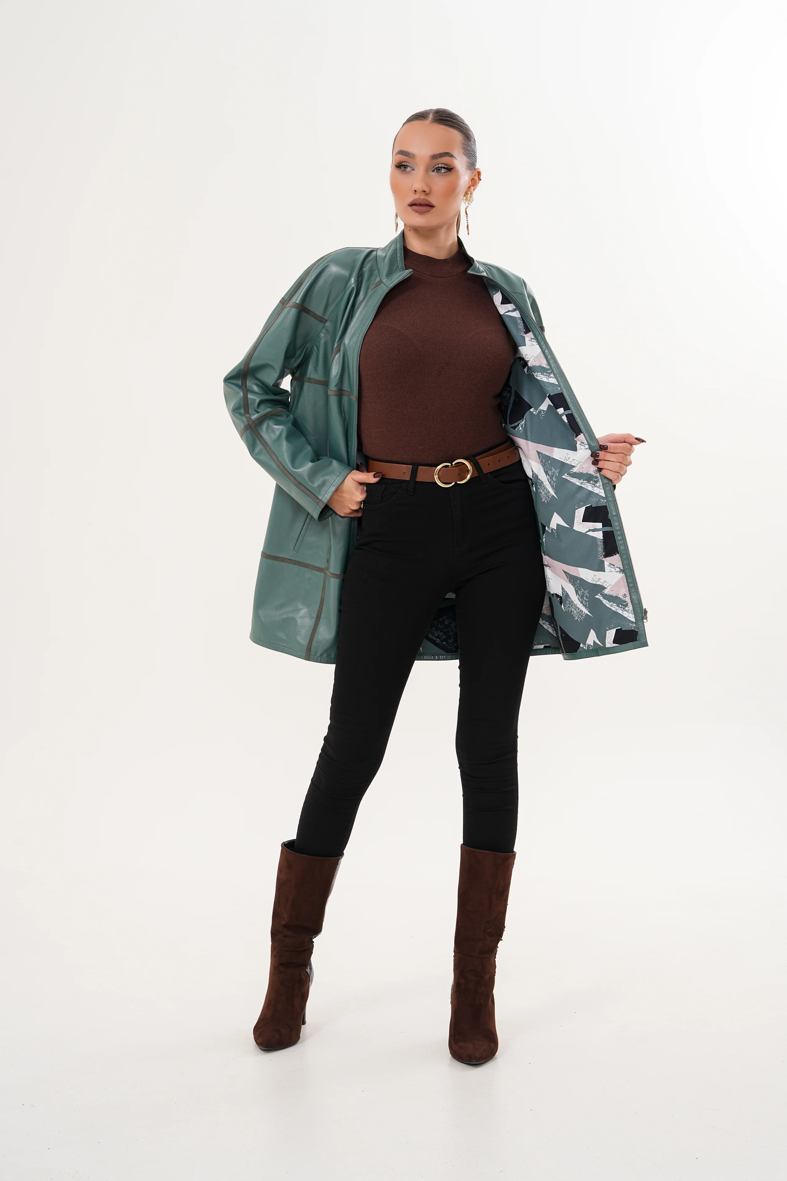 The Prado Reversible Green Leather Women Jacket - Image 6