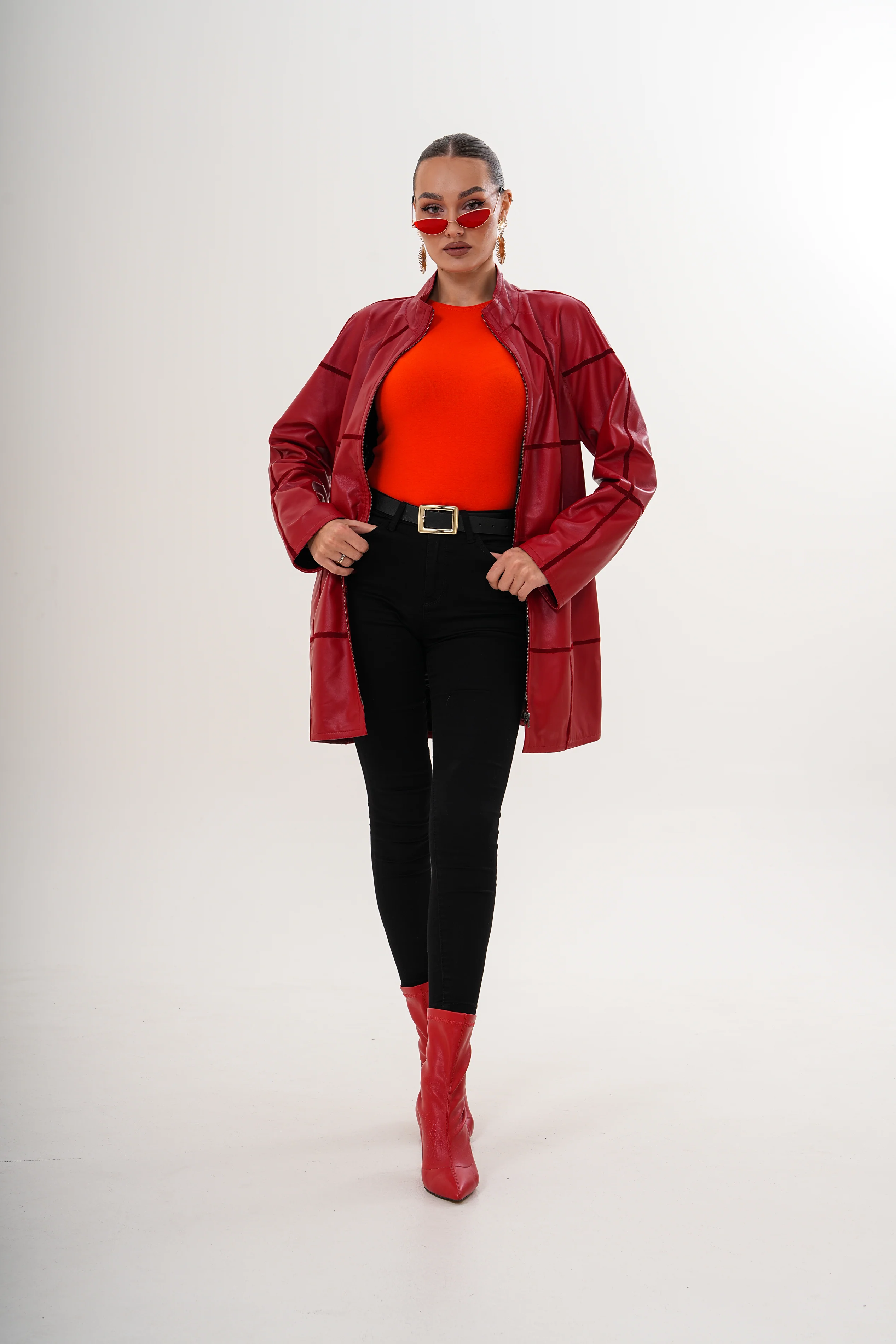 The Prado Reversible Red Leather Women Jacket - Image 10