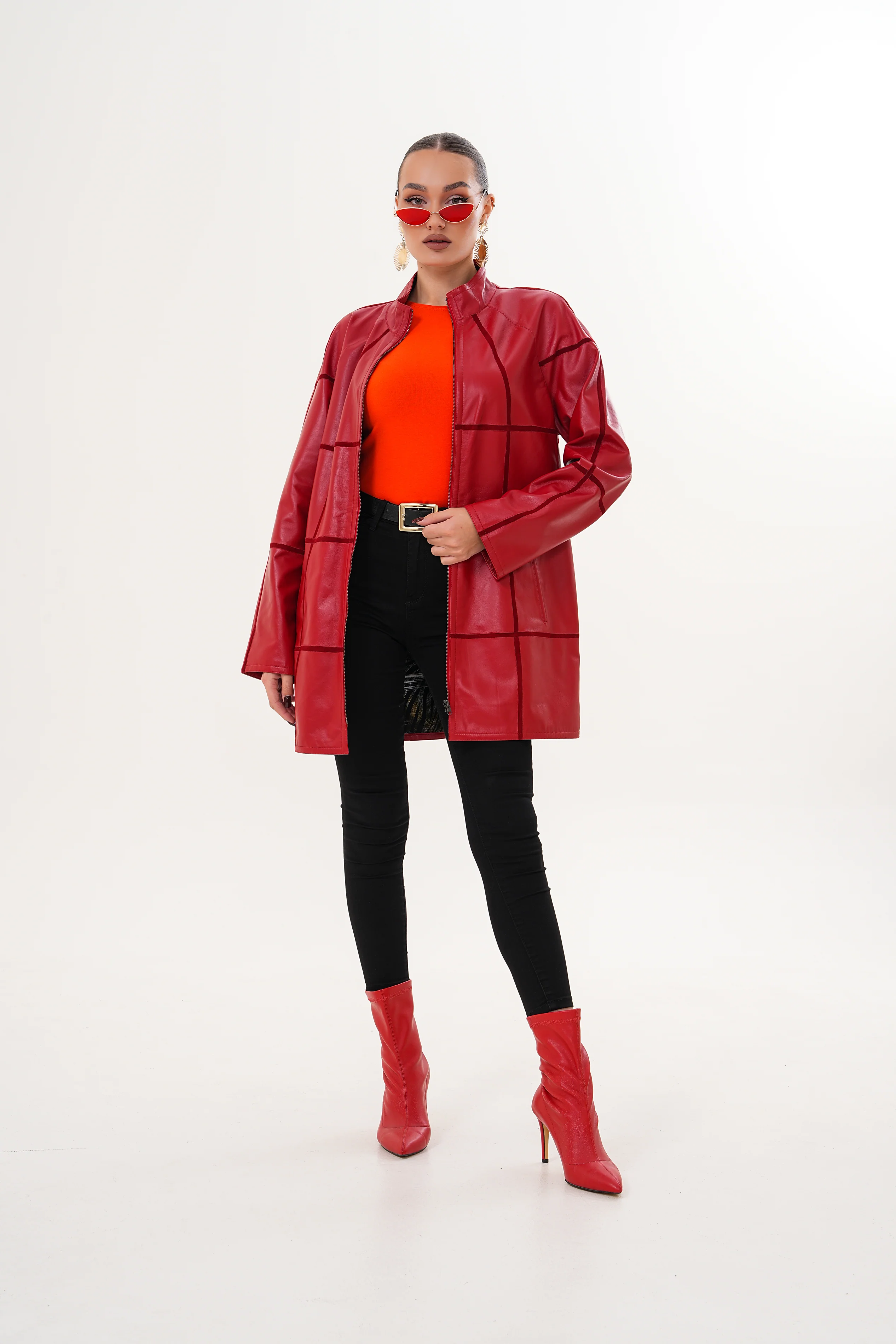 The Prado Reversible Red Leather Women Jacket - Image 11