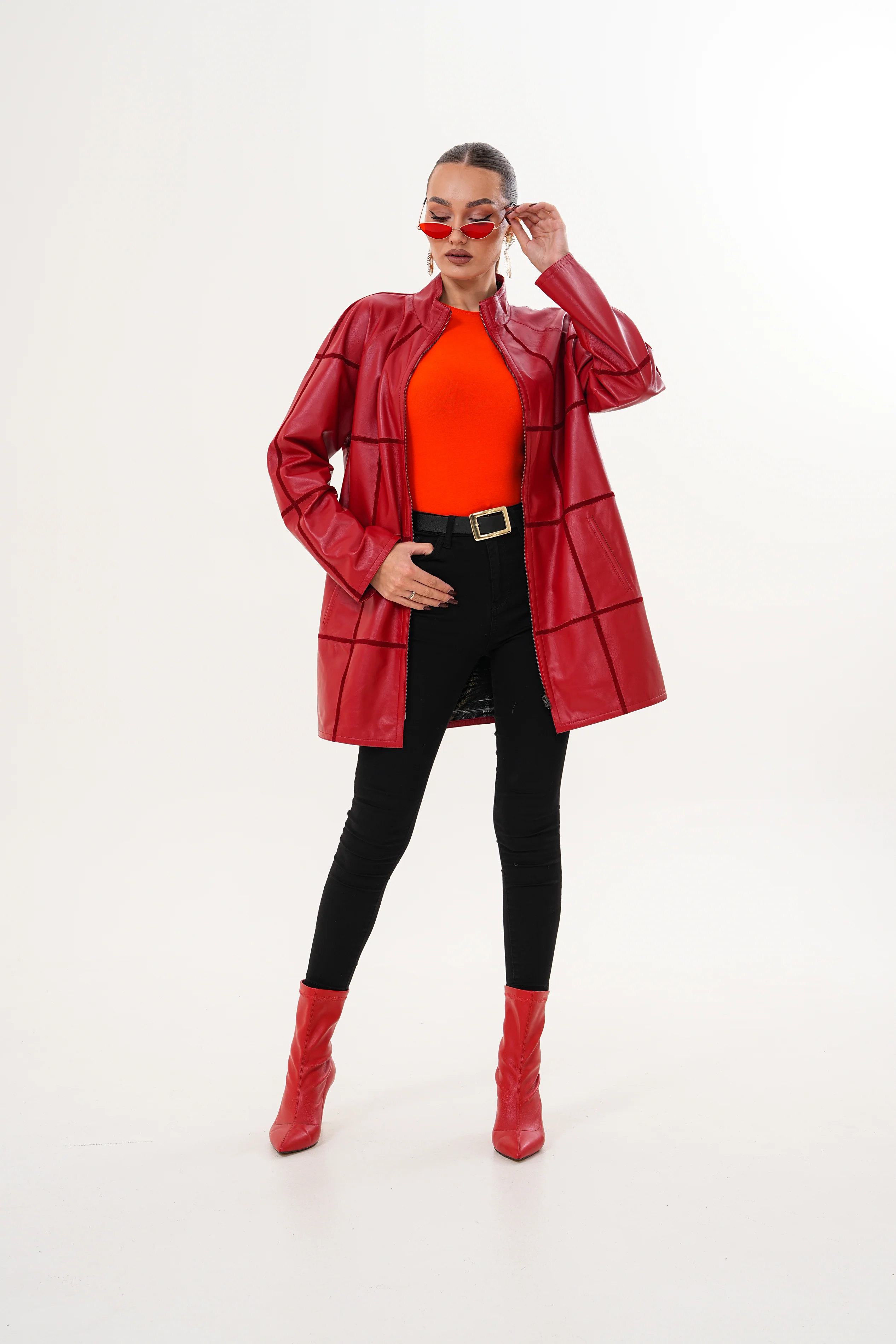 The Prado Reversible Red Leather Women Jacket - Image 12