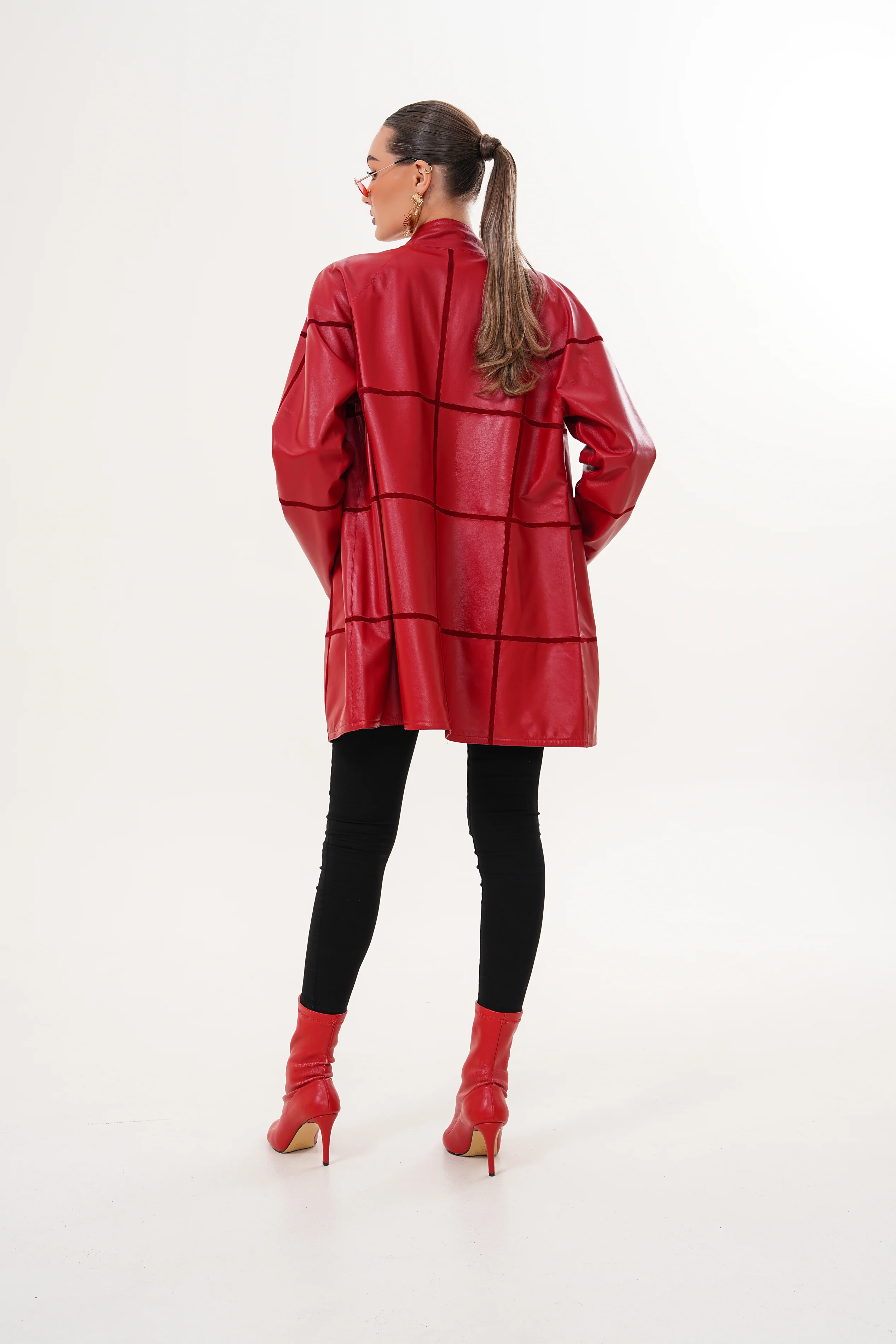 The Prado Reversible Red Leather Women Jacket - Image 14