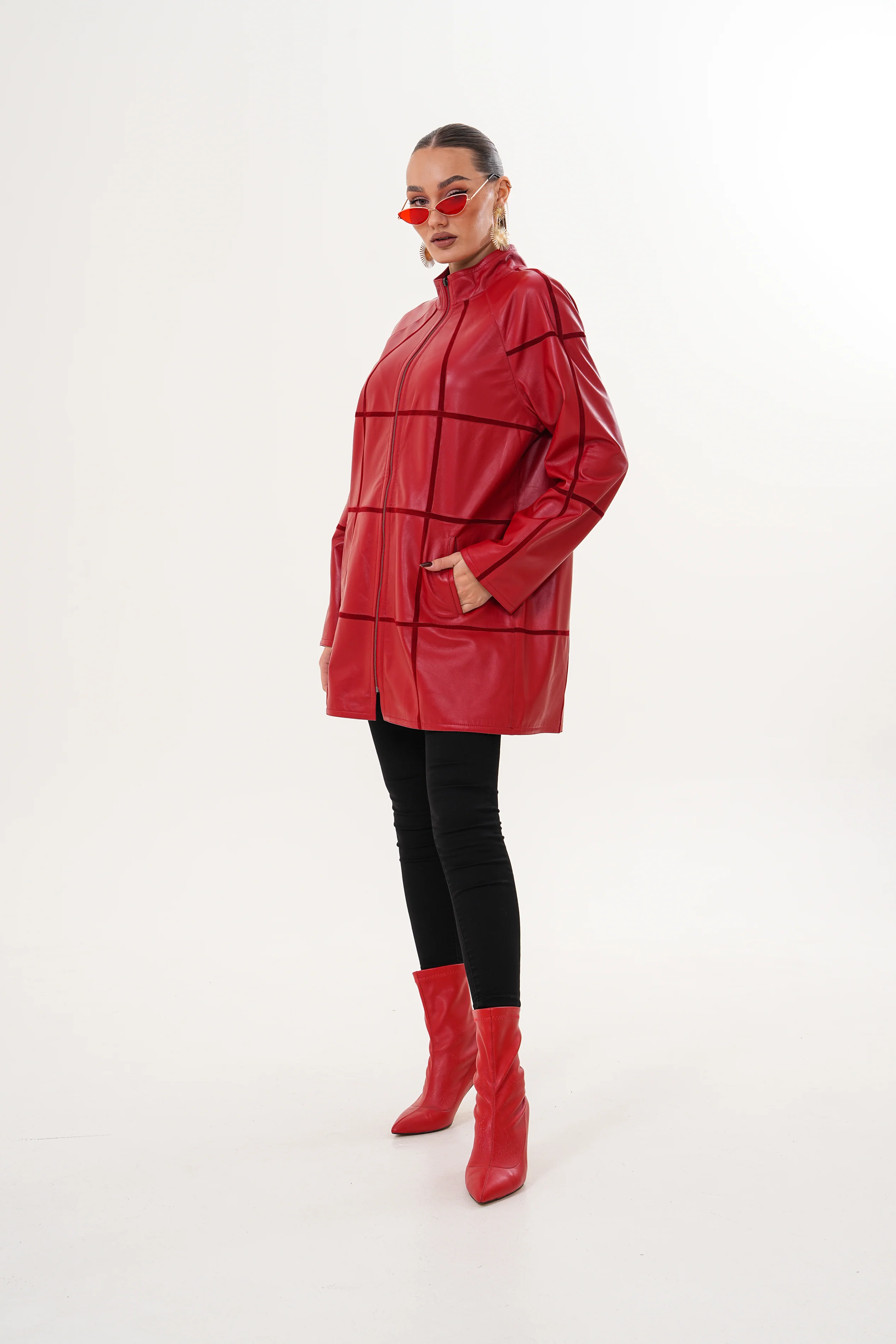 The Prado Reversible Red Leather Women Jacket - Image 15