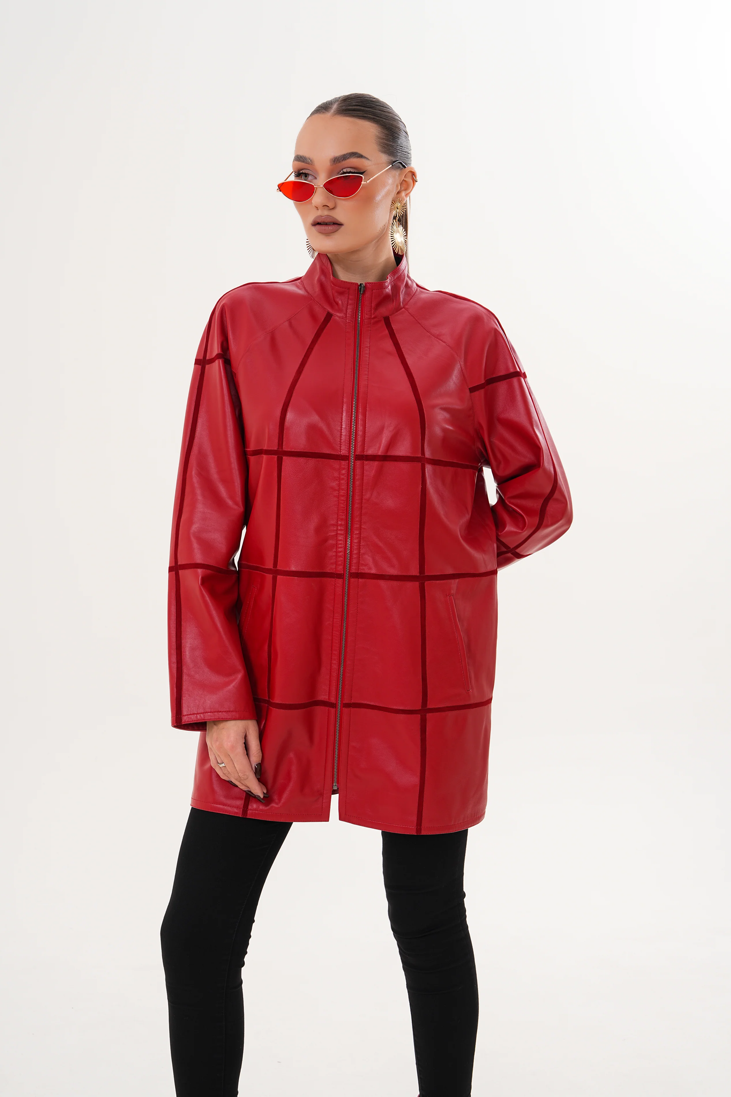 The Prado Reversible Red Leather Women Jacket - Image 16