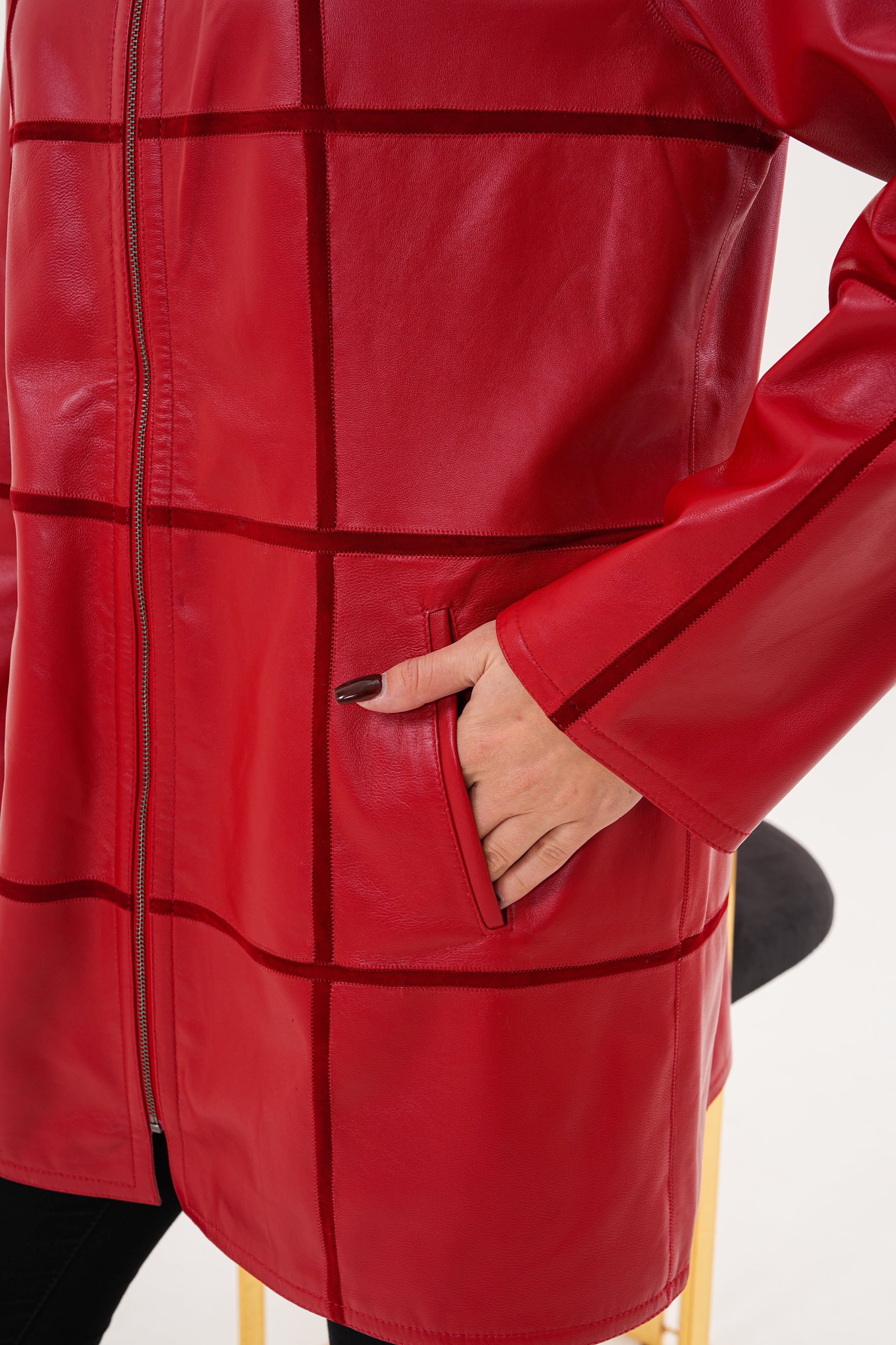 The Prado Reversible Red Leather Women Jacket - Image 3