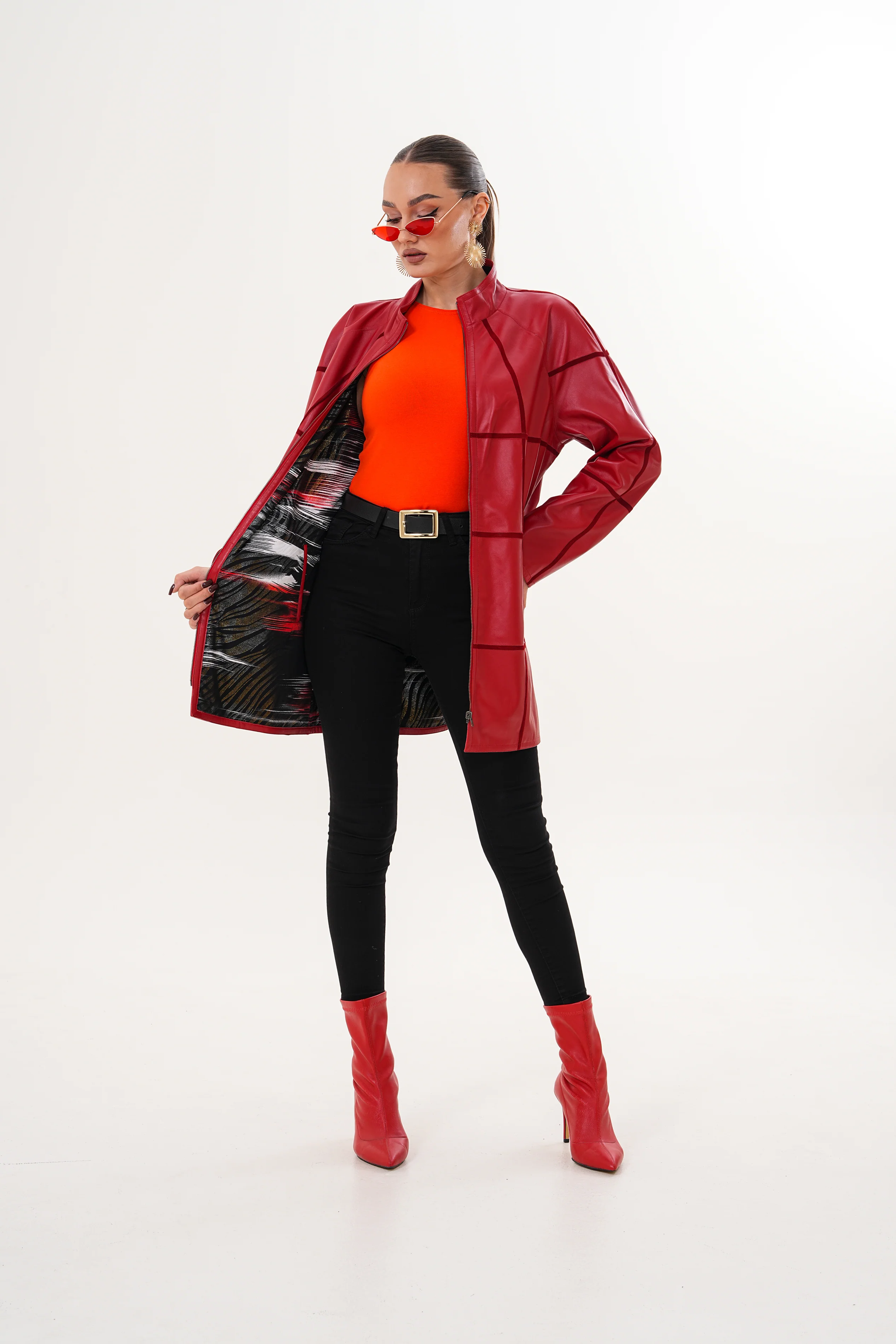 The Prado Reversible Red Leather Women Jacket - Image 6