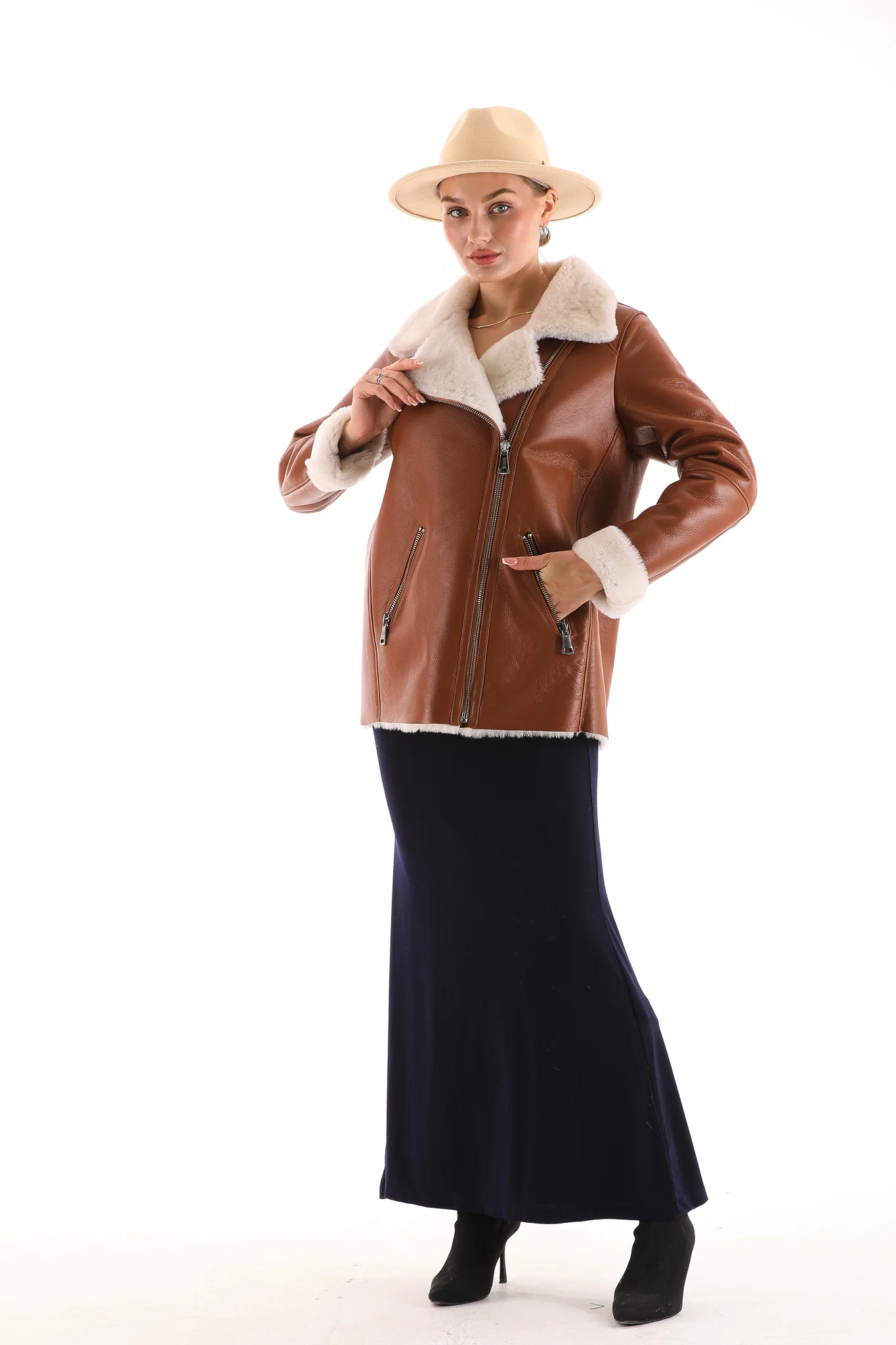 The Prague Tan Leather Women Jacket - Image 8