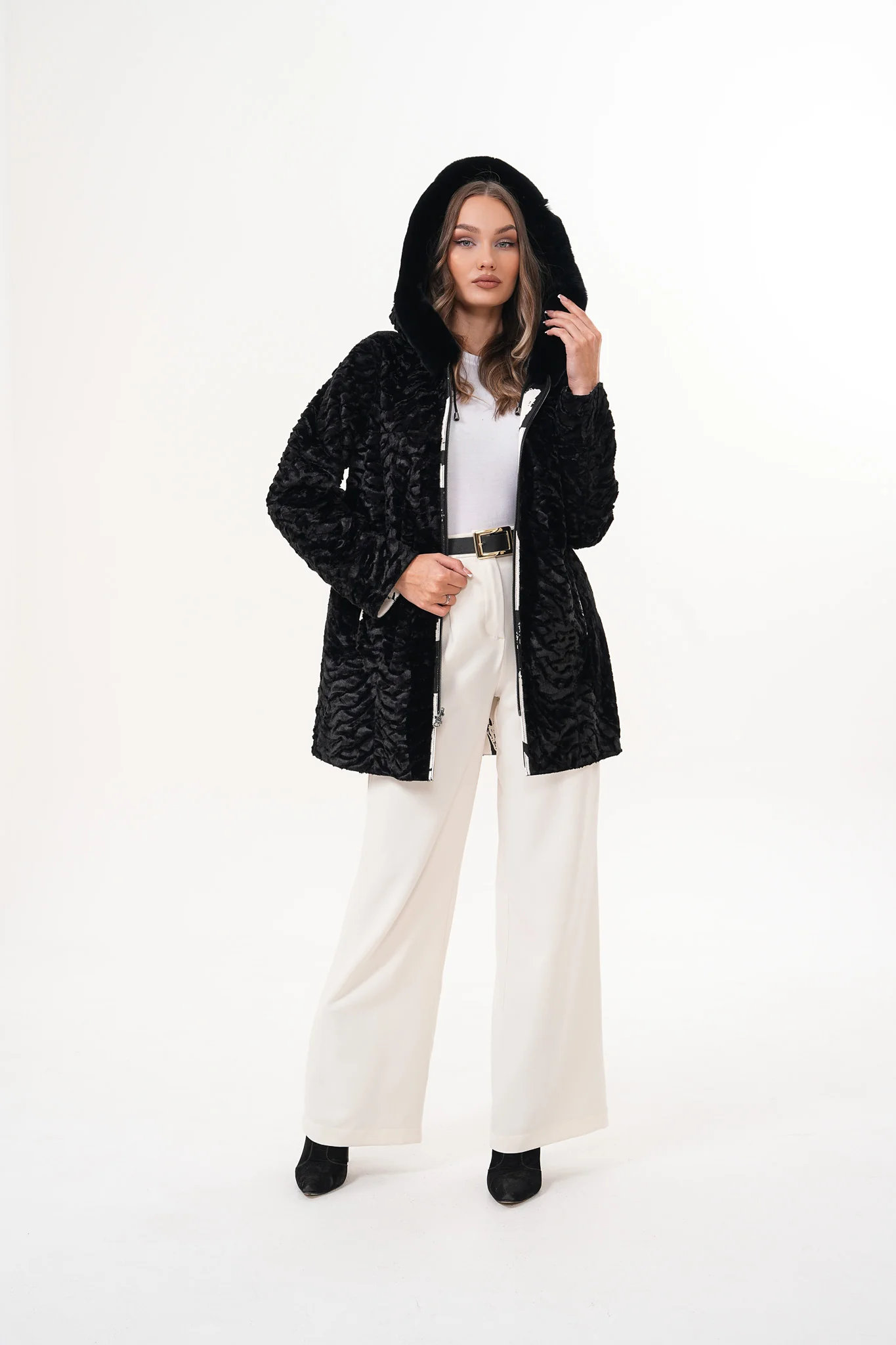 The Prisma Black & White Leather Women Jacket - Image 11