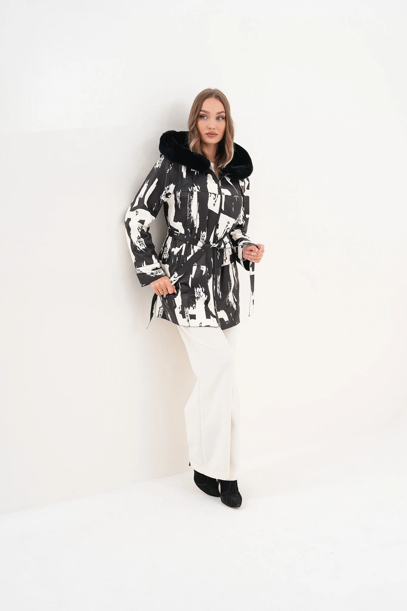 The Prisma Black & White Leather Women Jacket - Image 16