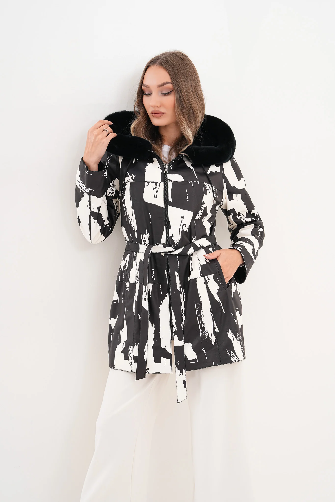 The Prisma Black & White Leather Women Jacket - Image 17