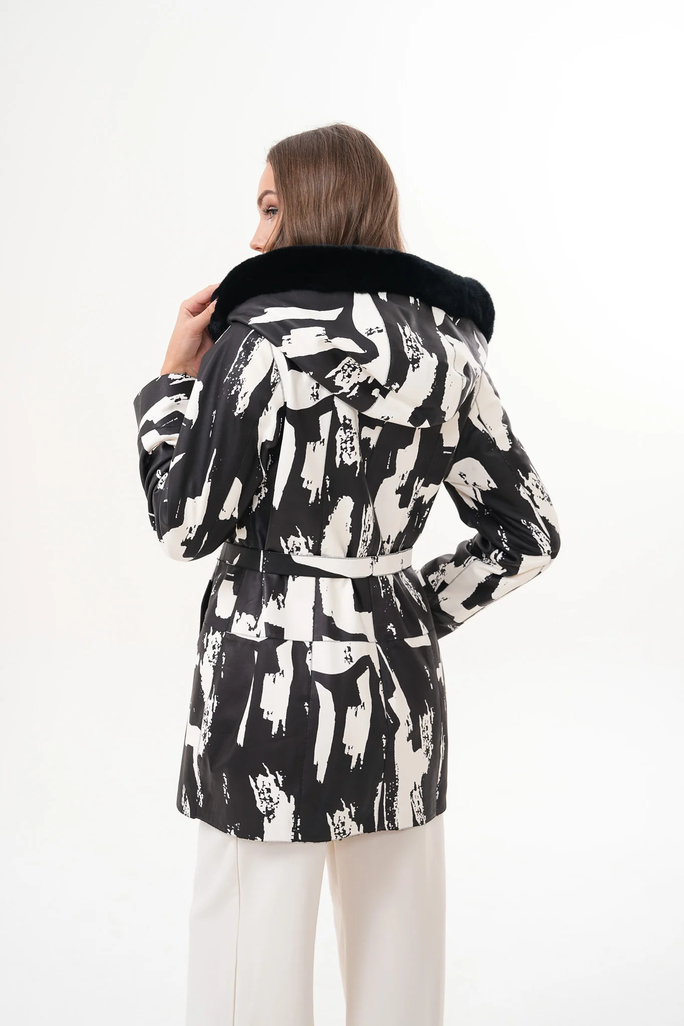 The Prisma Black & White Leather Women Jacket - Image 4